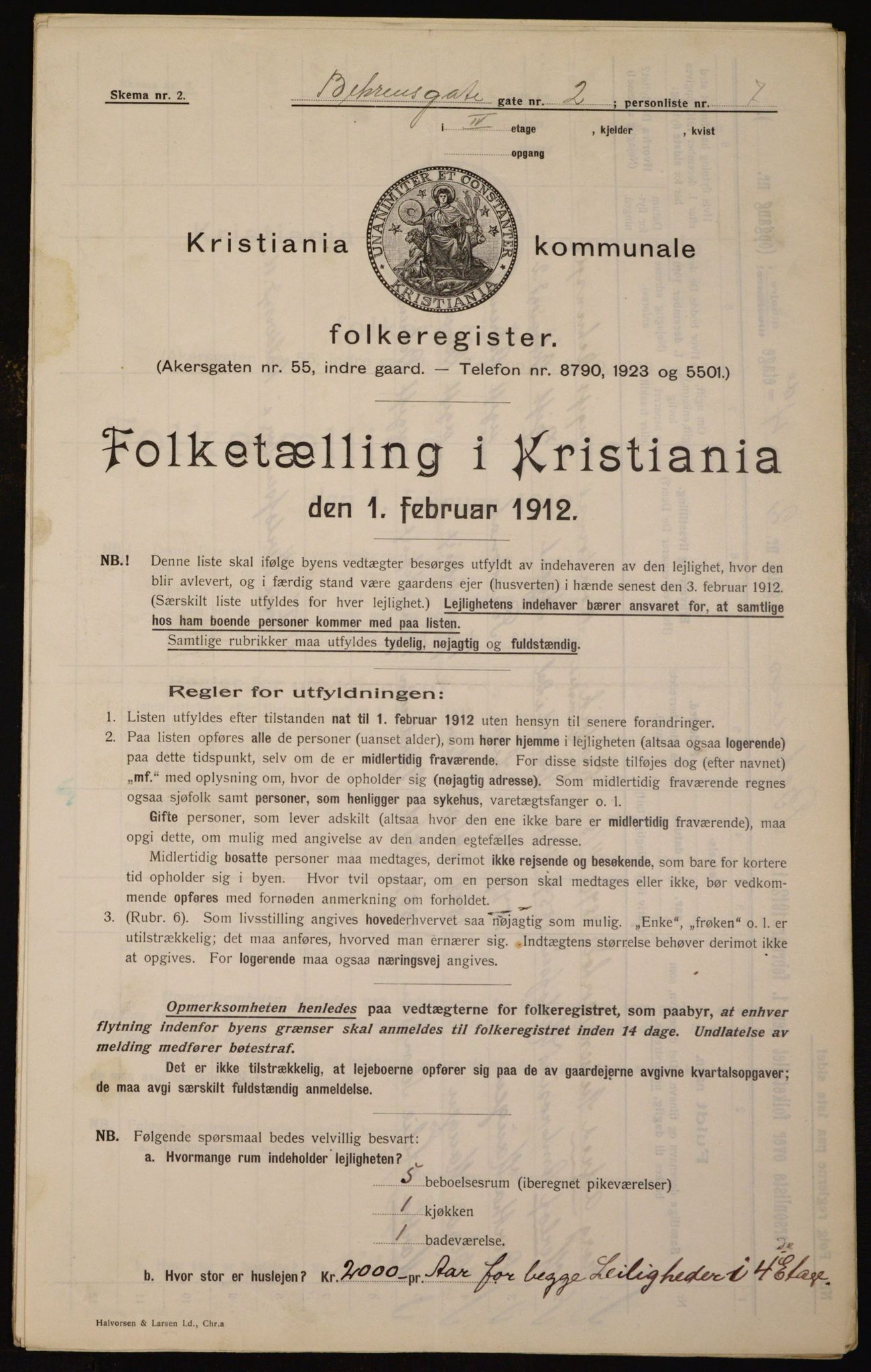 OBA, Municipal Census 1912 for Kristiania, 1912, p. 3258