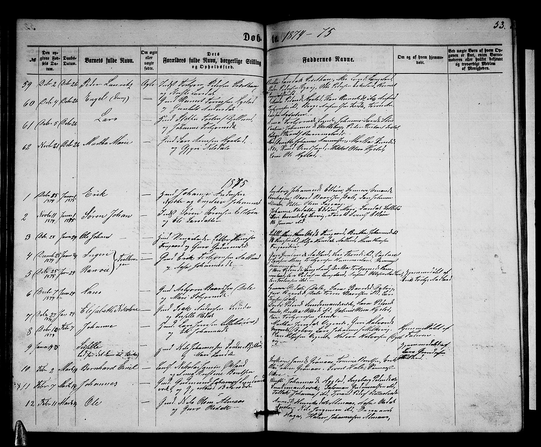 Stord sokneprestembete, SAB/A-78201/H/Hab: Parish register (copy) no. A 1, 1864-1878, p. 53