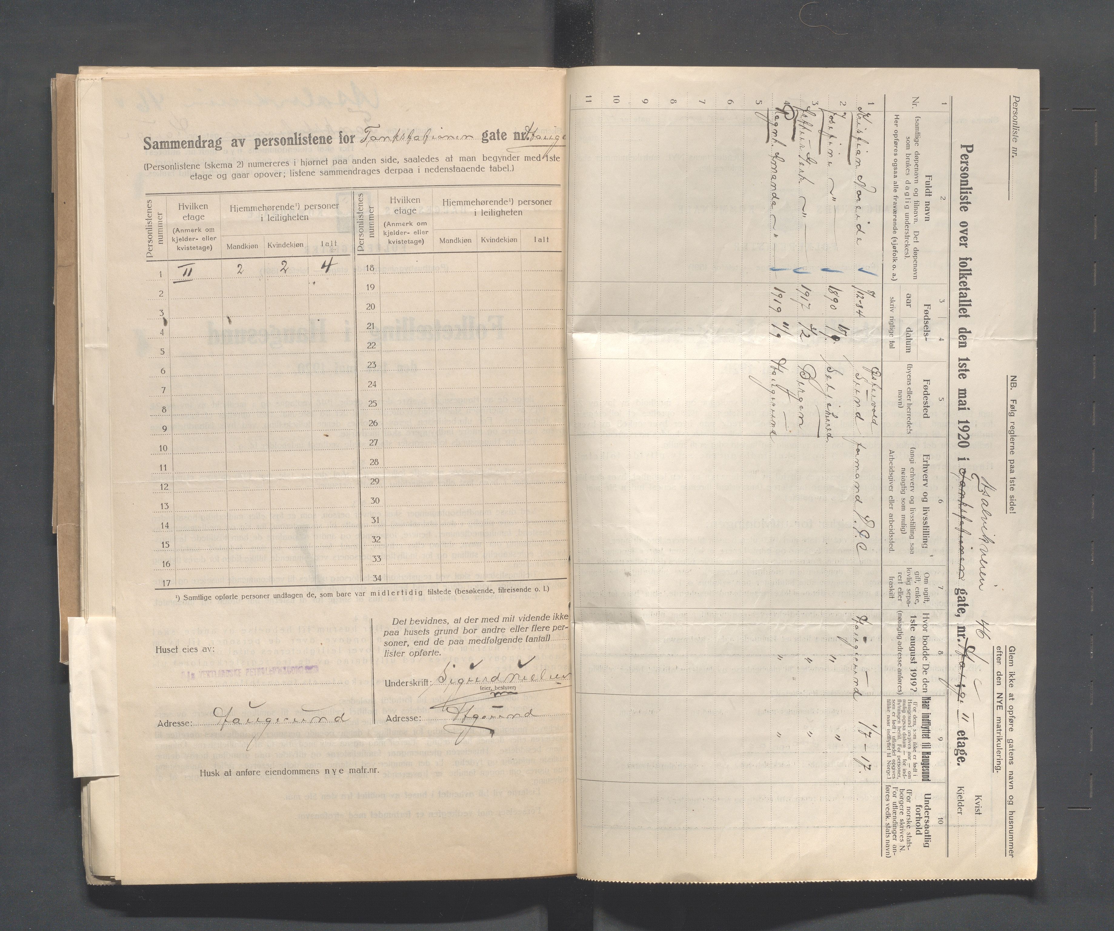 IKAR, Local census 1.5.1920 for Haugesund, 1920, p. 77