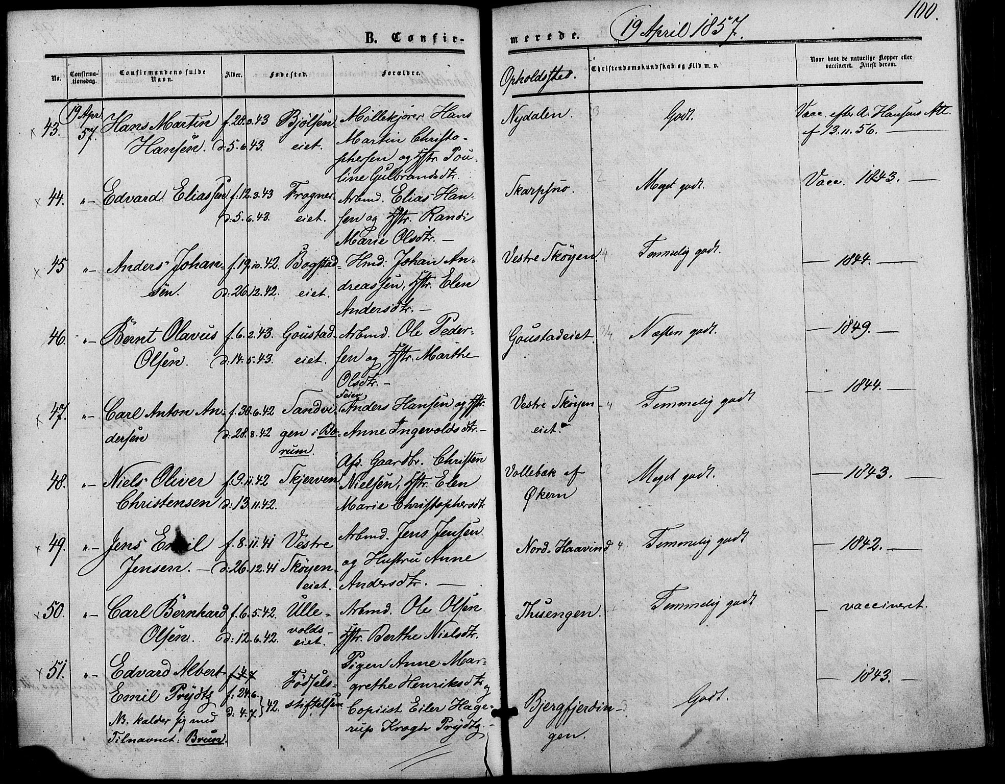 Vestre Aker prestekontor Kirkebøker, SAO/A-10025/F/Fa/L0001: Parish register (official) no. 1, 1853-1858, p. 100
