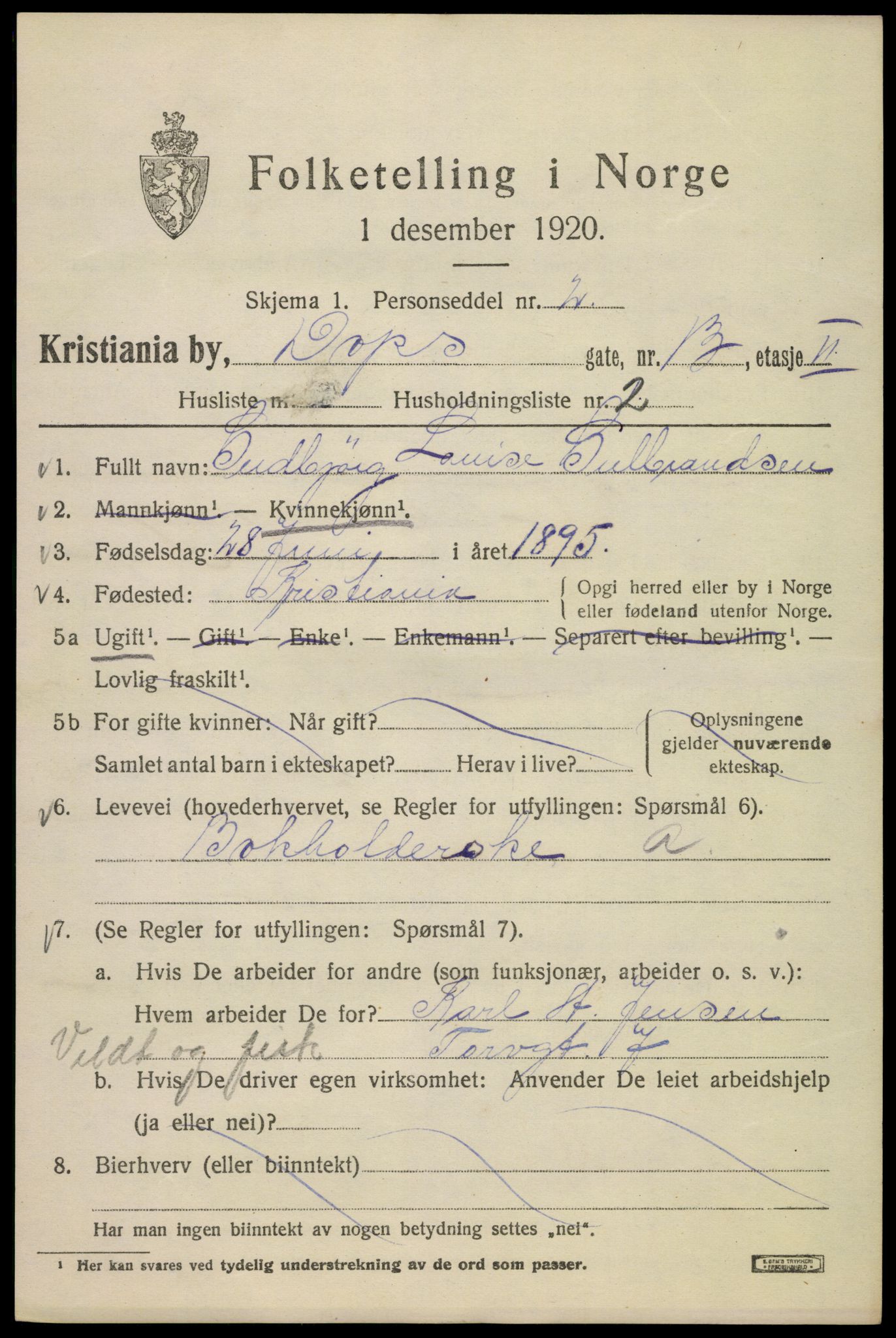 SAO, 1920 census for Kristiania, 1920, p. 199903