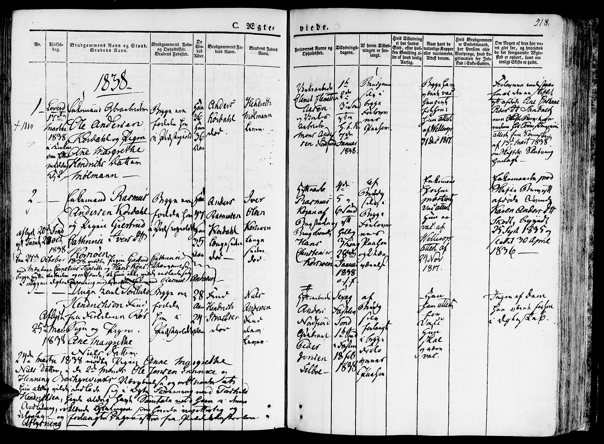 Ministerialprotokoller, klokkerbøker og fødselsregistre - Sør-Trøndelag, SAT/A-1456/681/L0930: Parish register (official) no. 681A08, 1829-1844, p. 518