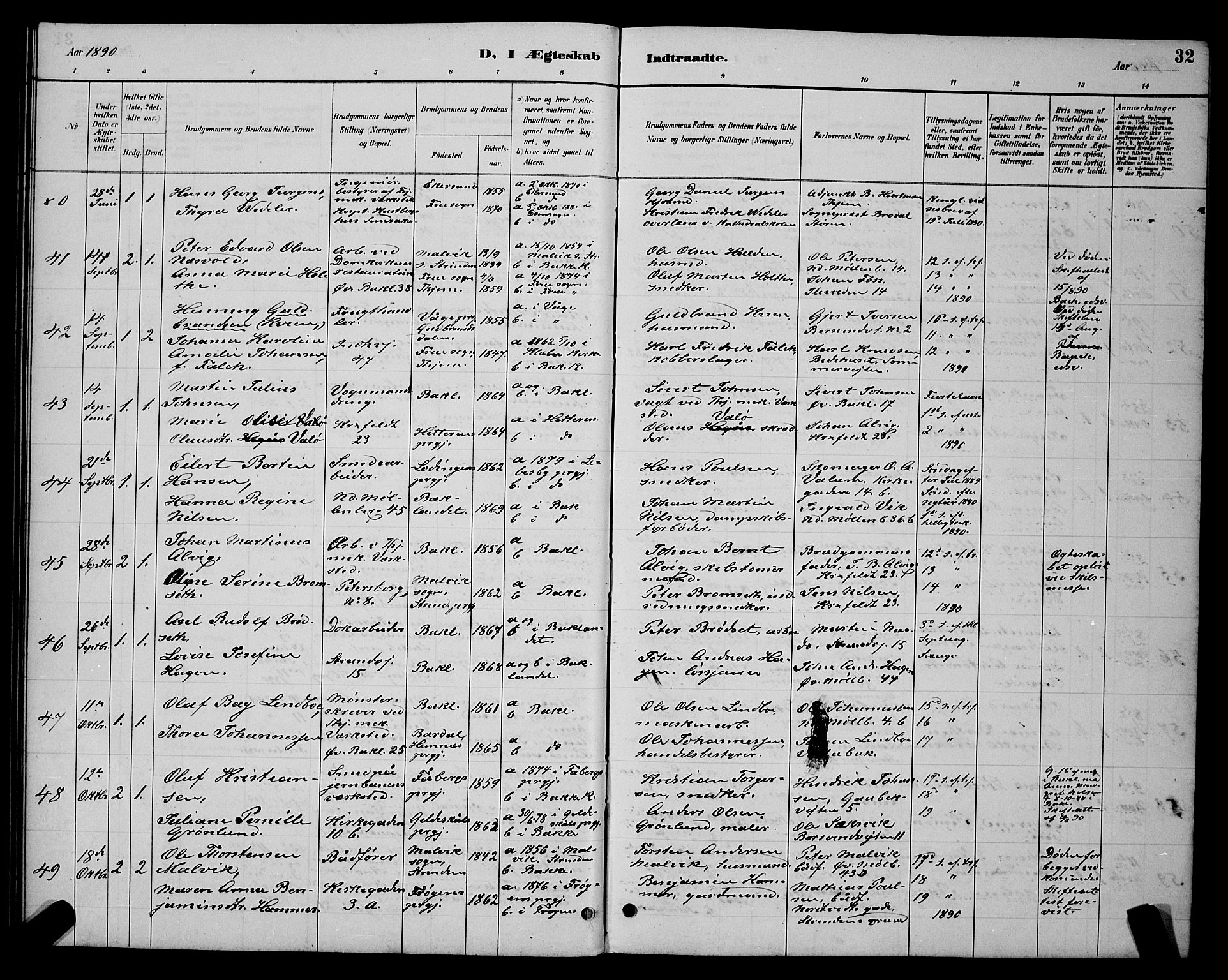 Ministerialprotokoller, klokkerbøker og fødselsregistre - Sør-Trøndelag, AV/SAT-A-1456/604/L0223: Parish register (copy) no. 604C06, 1886-1897, p. 32