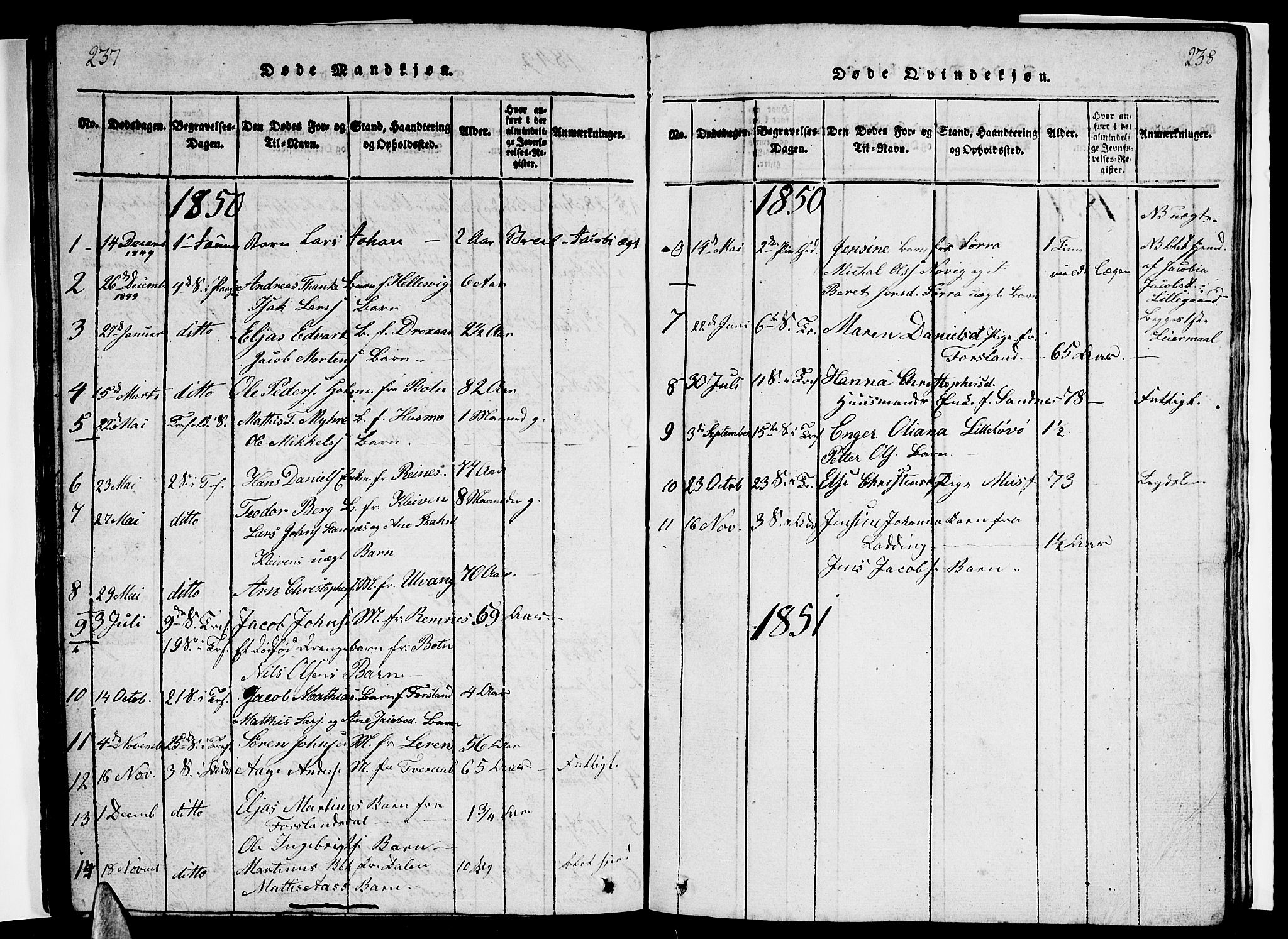 Ministerialprotokoller, klokkerbøker og fødselsregistre - Nordland, AV/SAT-A-1459/831/L0474: Parish register (copy) no. 831C01, 1820-1850, p. 237-238