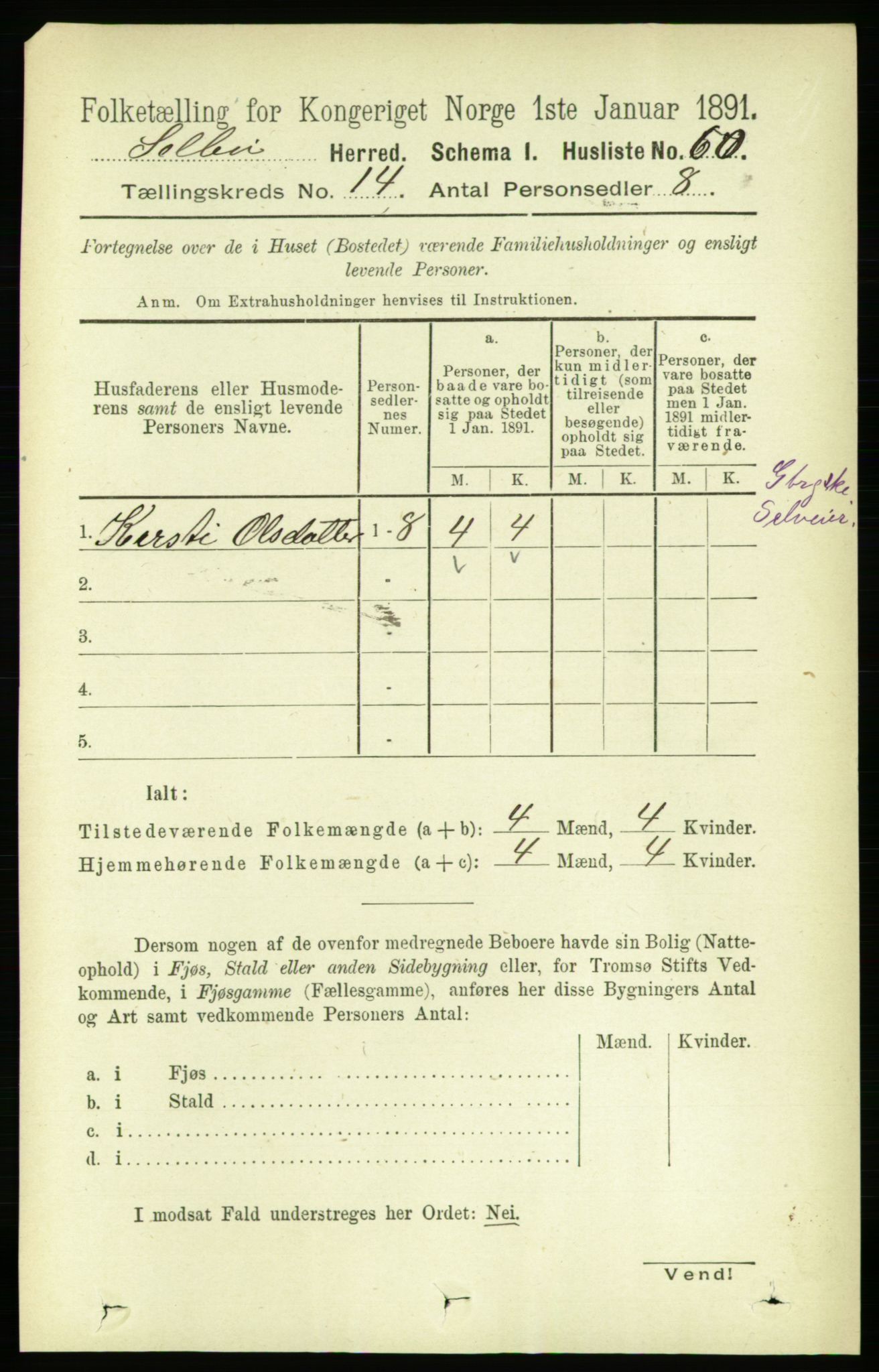 RA, 1891 census for 1664 Selbu, 1891, p. 5075