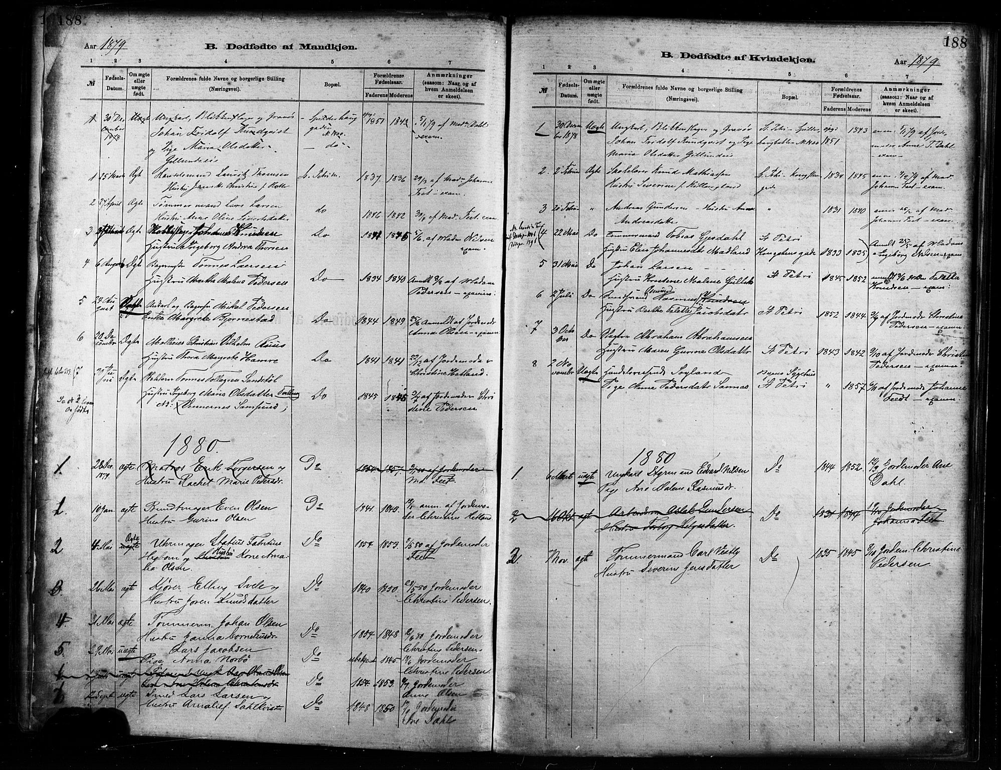 St. Petri sokneprestkontor, AV/SAST-A-101813/001/30/30BA/L0017: Parish register (official) no. A 17, 1879-1895, p. 188