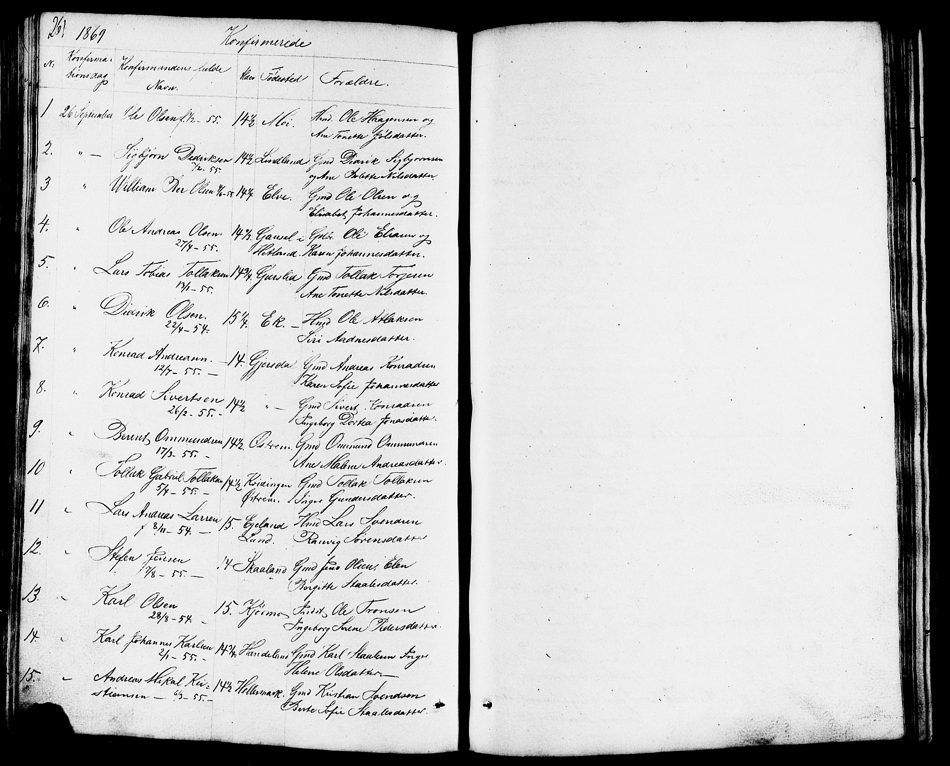 Lund sokneprestkontor, AV/SAST-A-101809/S07/L0003: Parish register (copy) no. B 3, 1848-1885, p. 261