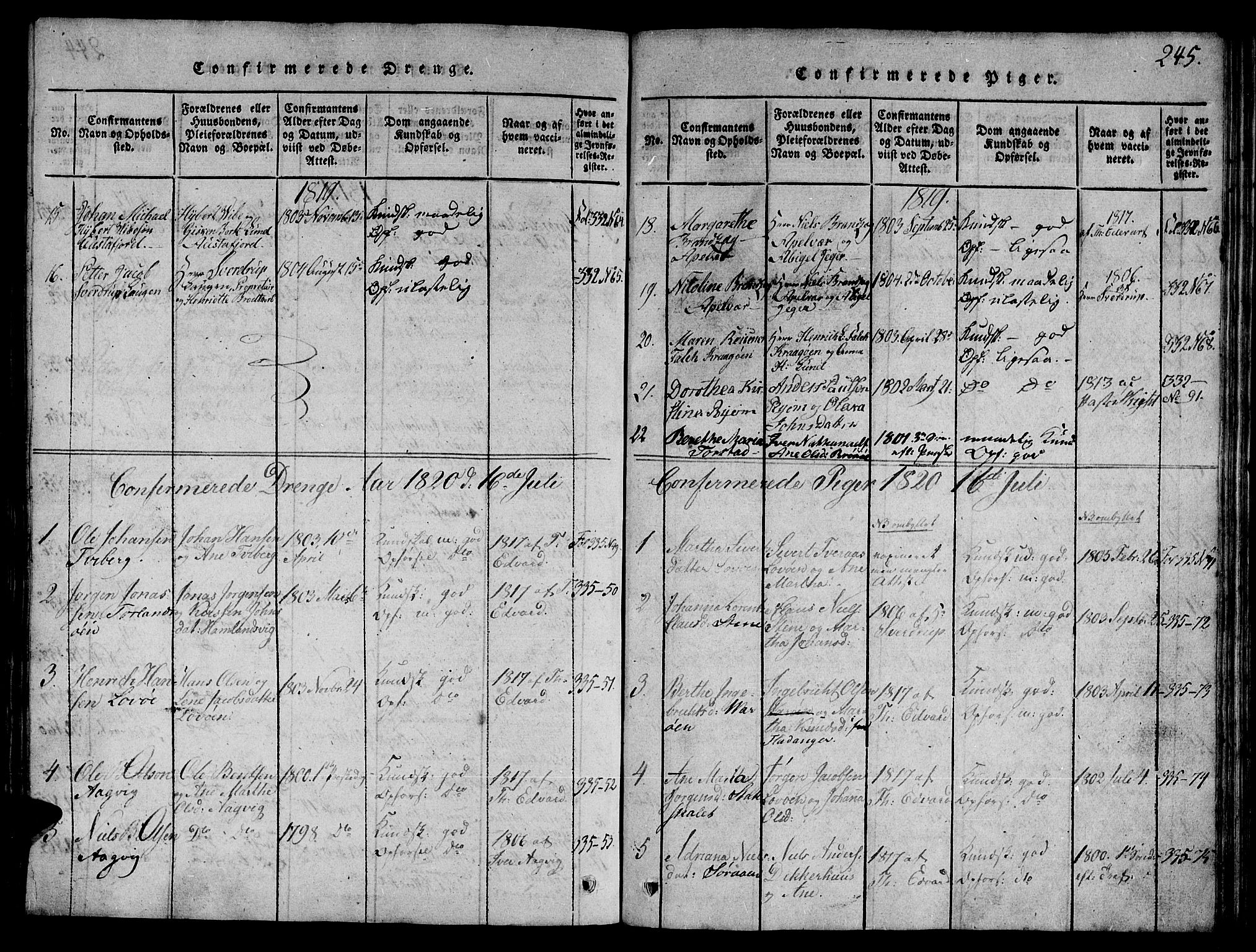Ministerialprotokoller, klokkerbøker og fødselsregistre - Nord-Trøndelag, SAT/A-1458/784/L0667: Parish register (official) no. 784A03 /1, 1816-1829, p. 245