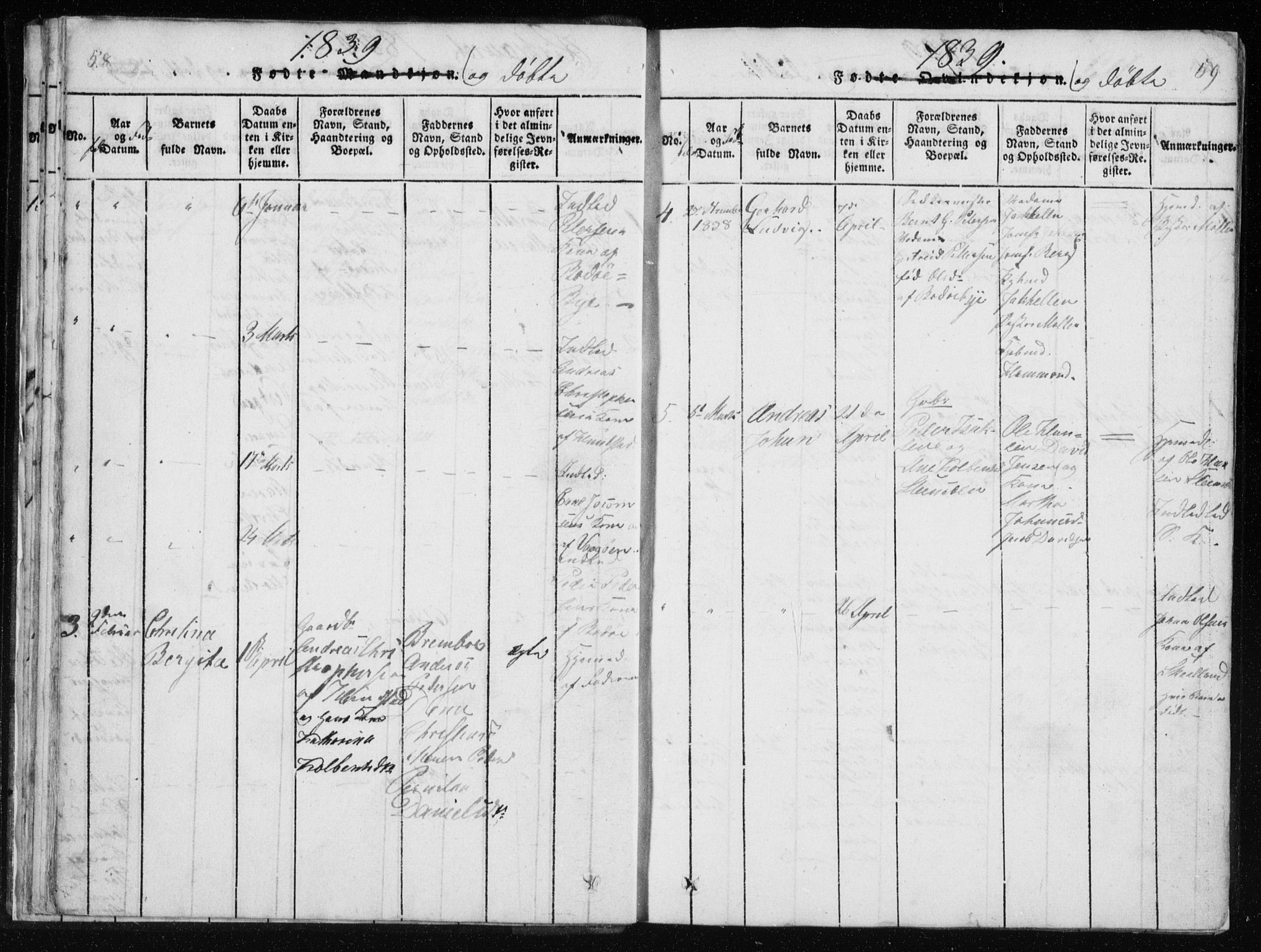 Ministerialprotokoller, klokkerbøker og fødselsregistre - Nordland, AV/SAT-A-1459/801/L0027: Parish register (copy) no. 801C02, 1835-1845, p. 58-59