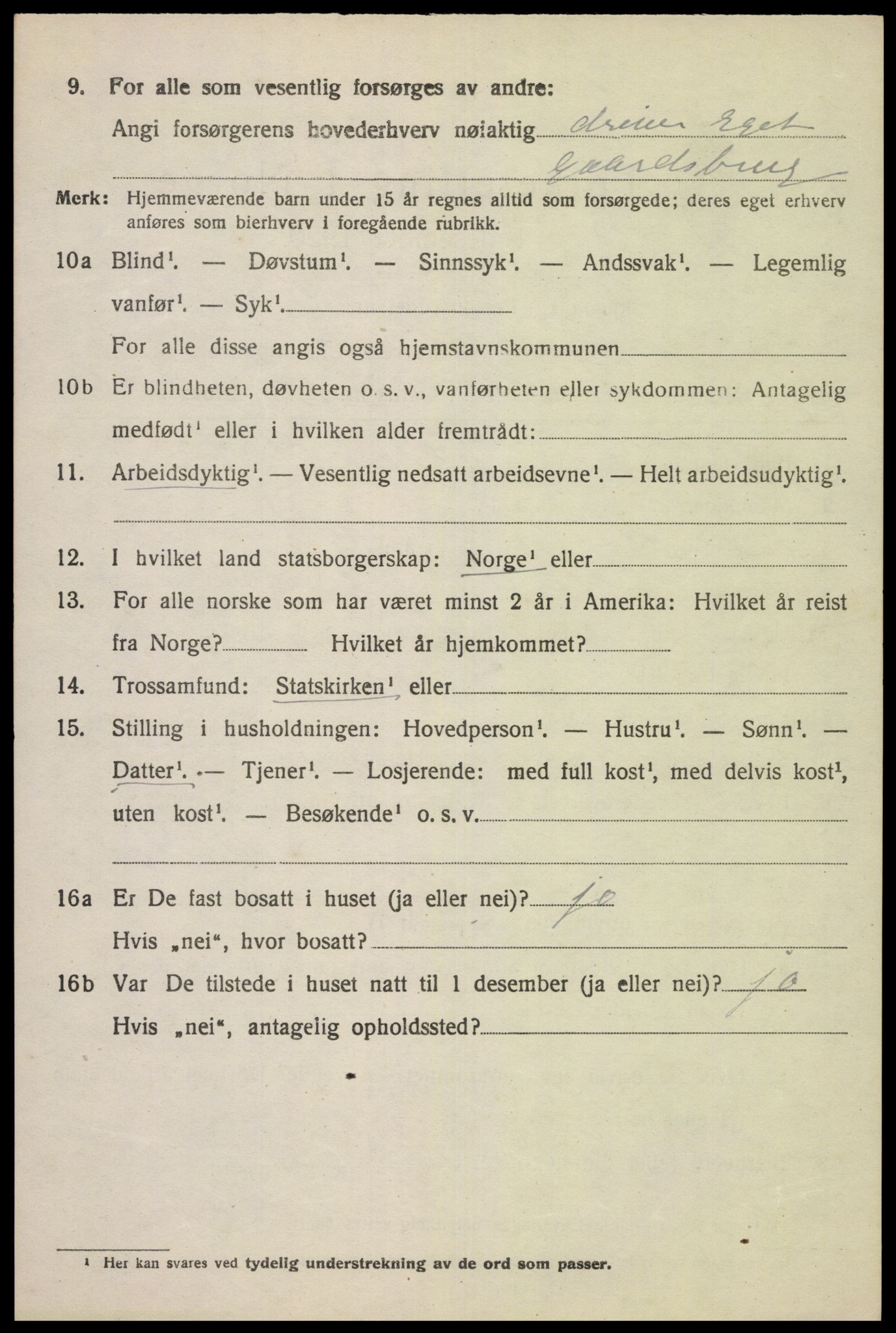 SAK, 1920 census for Lista, 1920, p. 12874