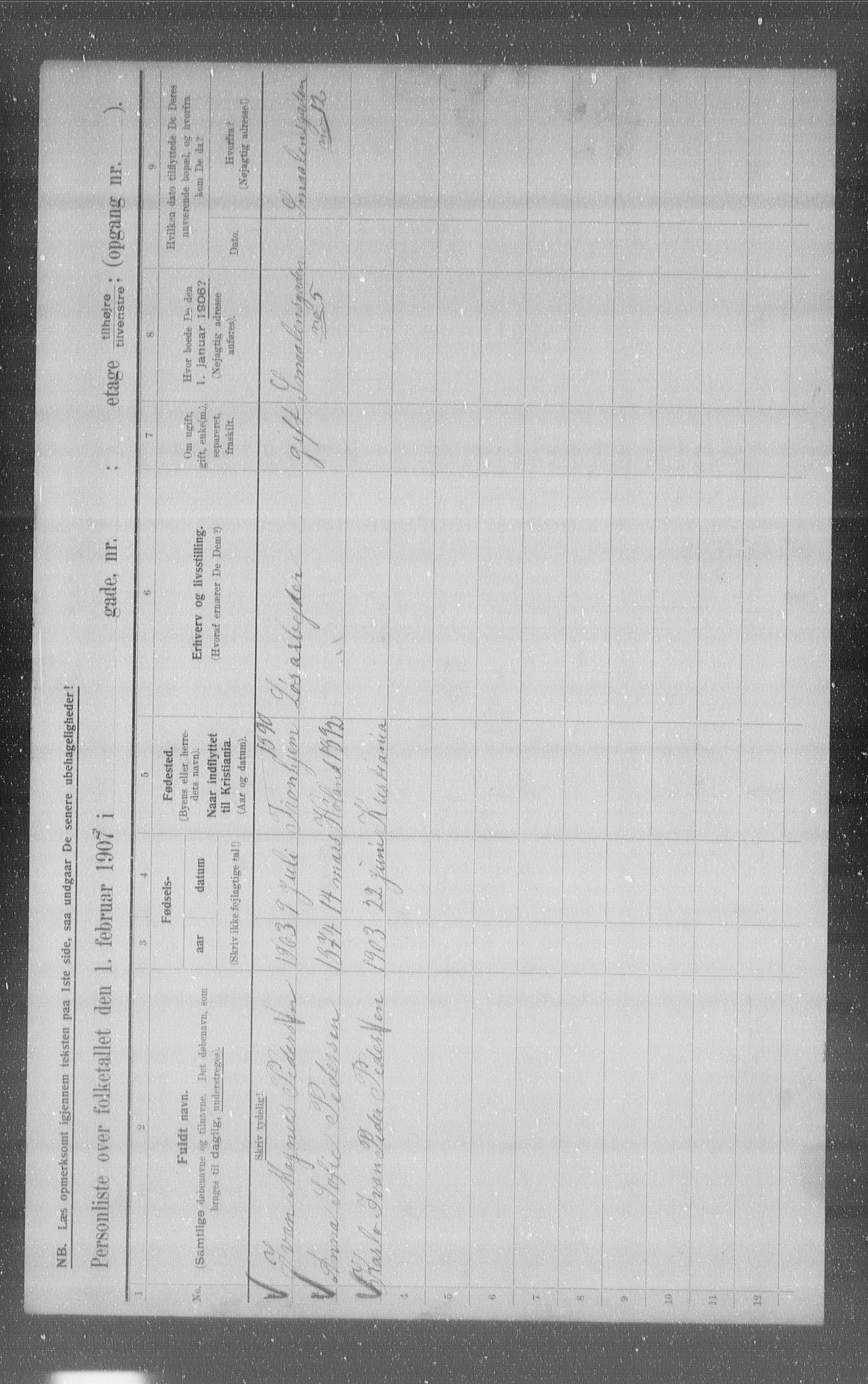 OBA, Municipal Census 1907 for Kristiania, 1907, p. 65545