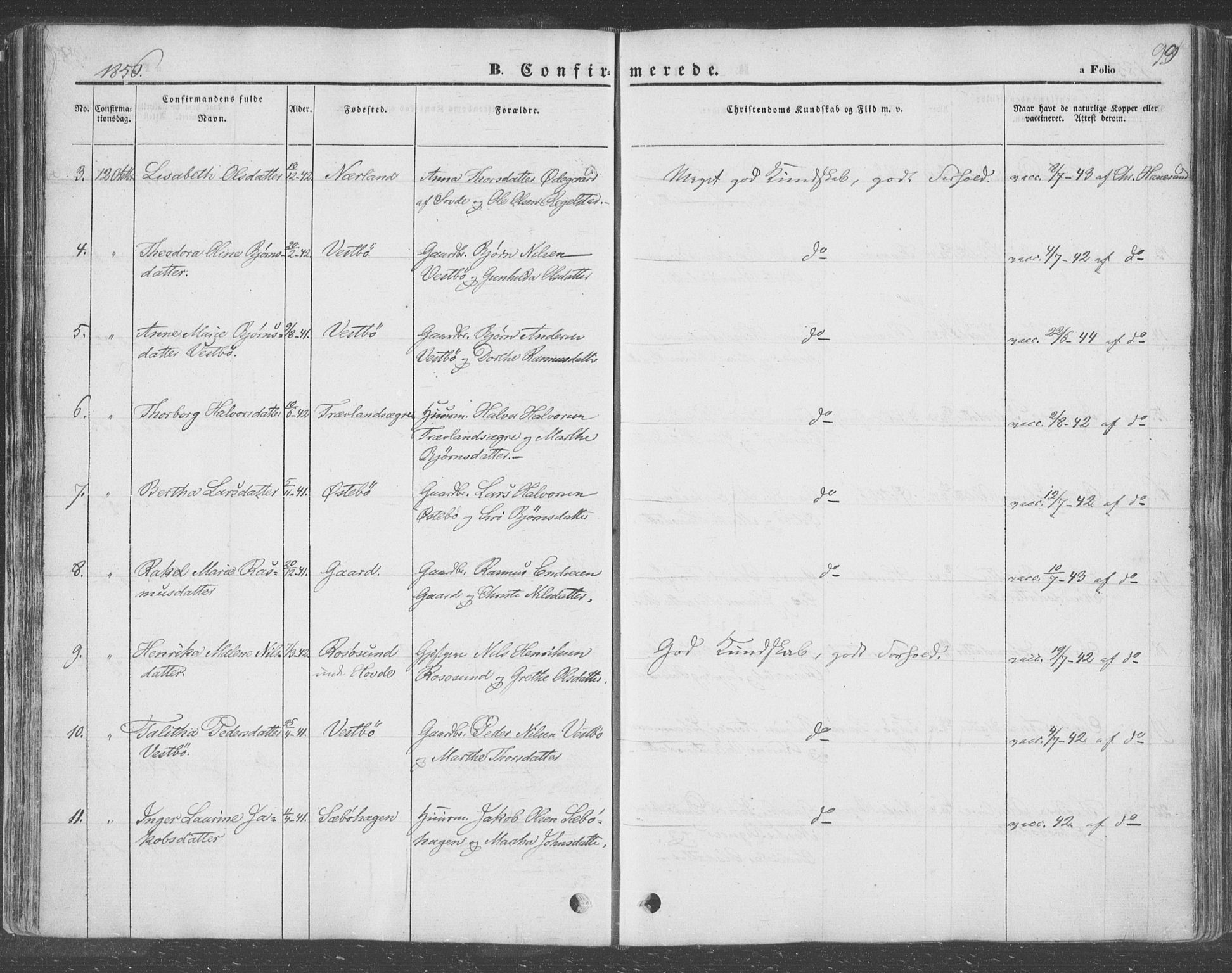 Finnøy sokneprestkontor, AV/SAST-A-101825/H/Ha/Haa/L0007: Parish register (official) no. A 7, 1847-1862, p. 99