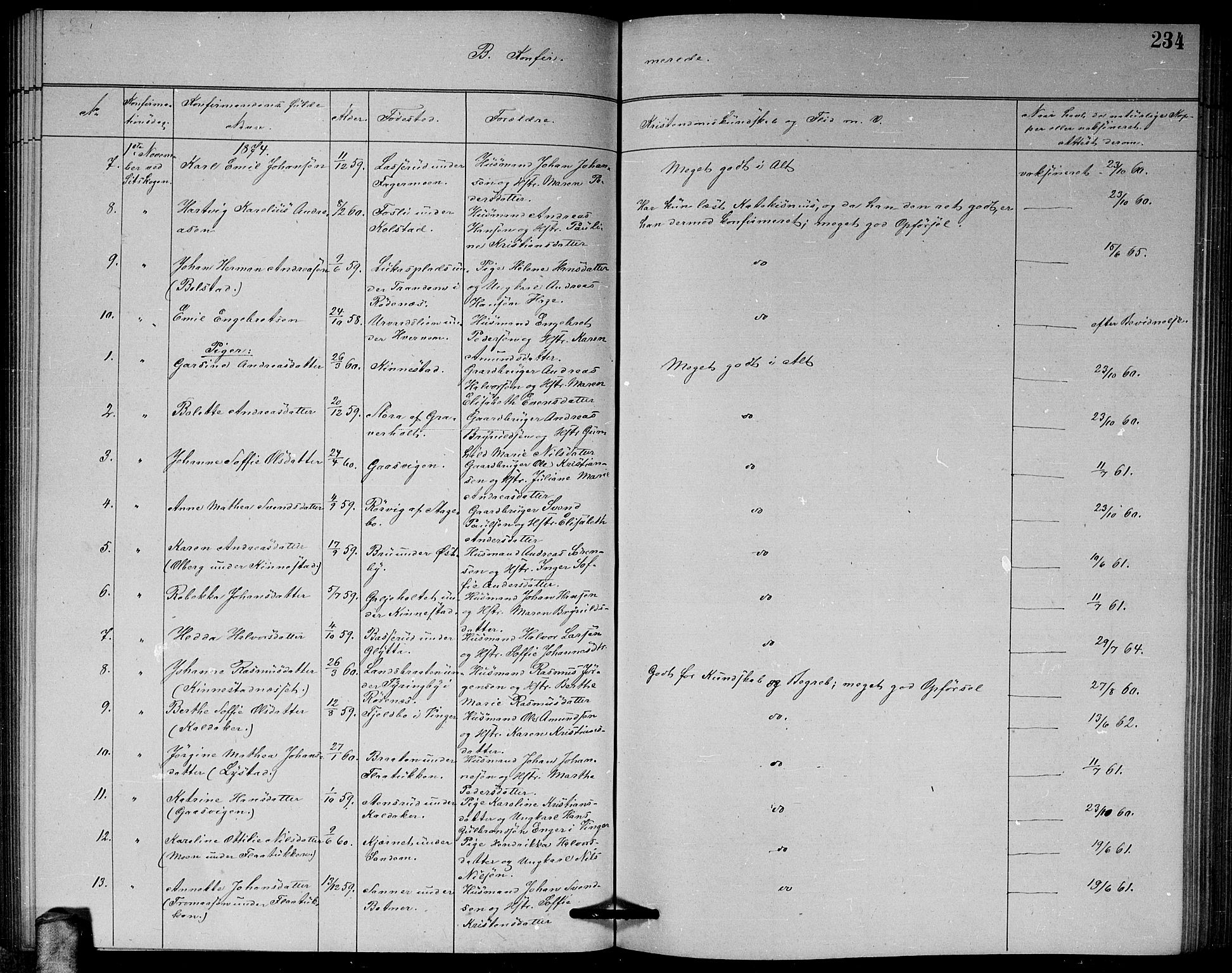 Høland prestekontor Kirkebøker, SAO/A-10346a/G/Ga/L0006: Parish register (copy) no. I 6, 1869-1879, p. 234