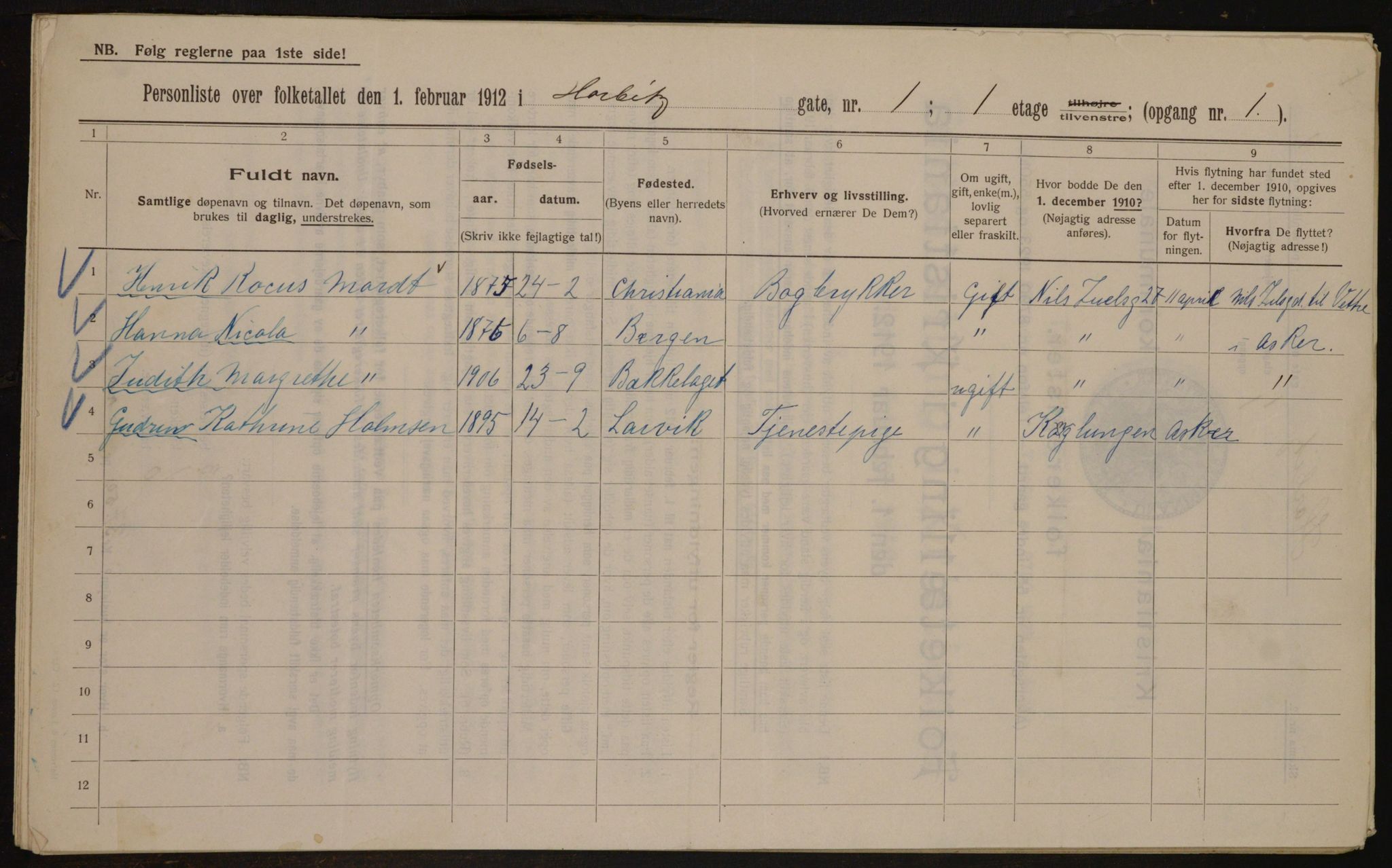 OBA, Municipal Census 1912 for Kristiania, 1912, p. 35022