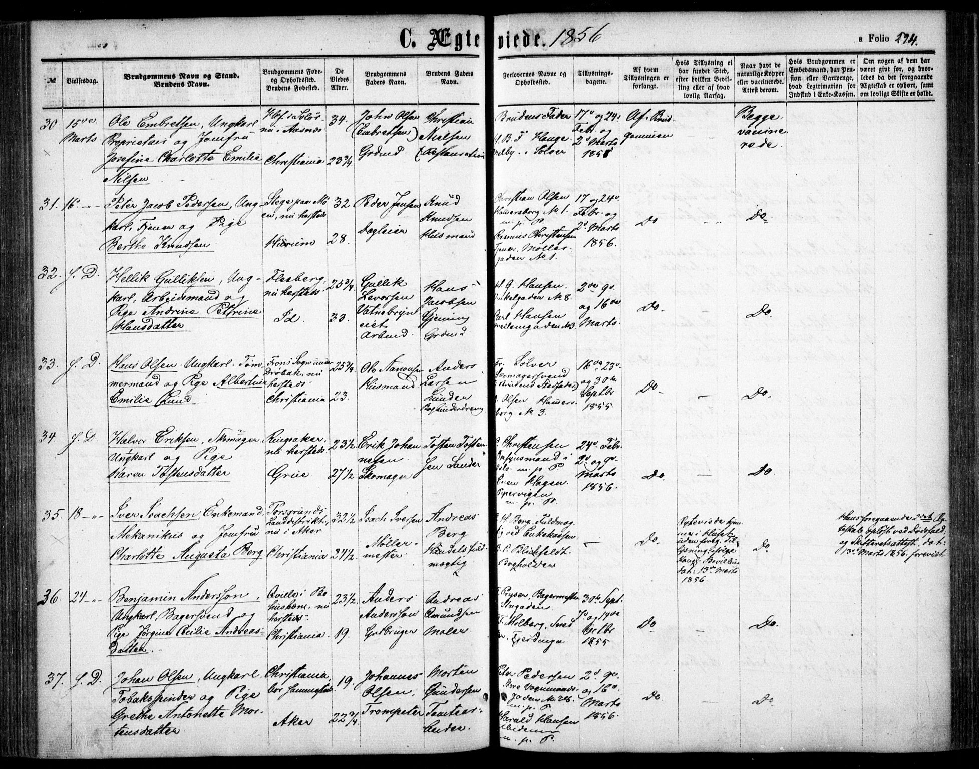 Oslo domkirke Kirkebøker, AV/SAO-A-10752/F/Fa/L0020: Parish register (official) no. 20, 1848-1865, p. 294