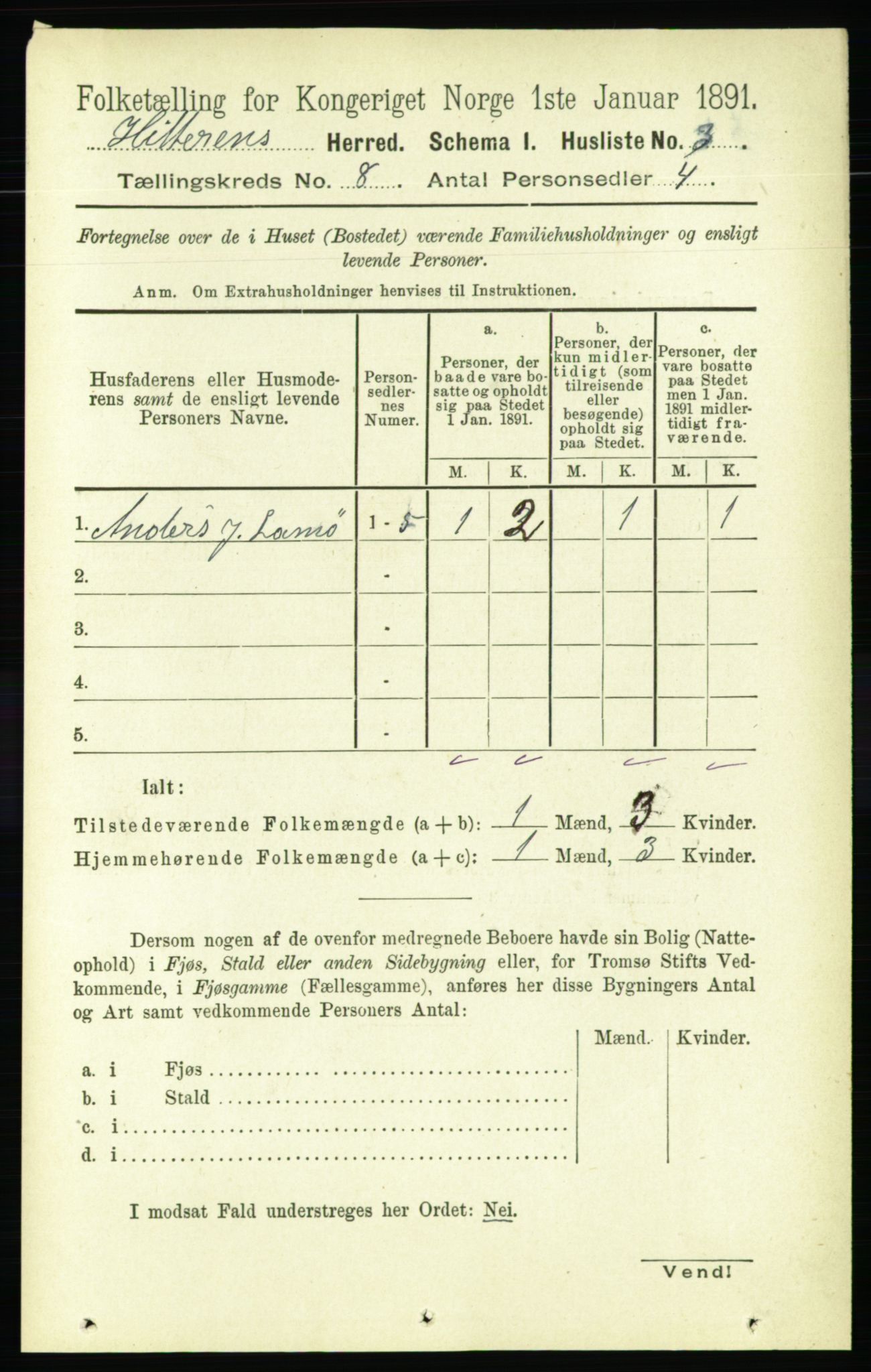 RA, 1891 census for 1617 Hitra, 1891, p. 1426