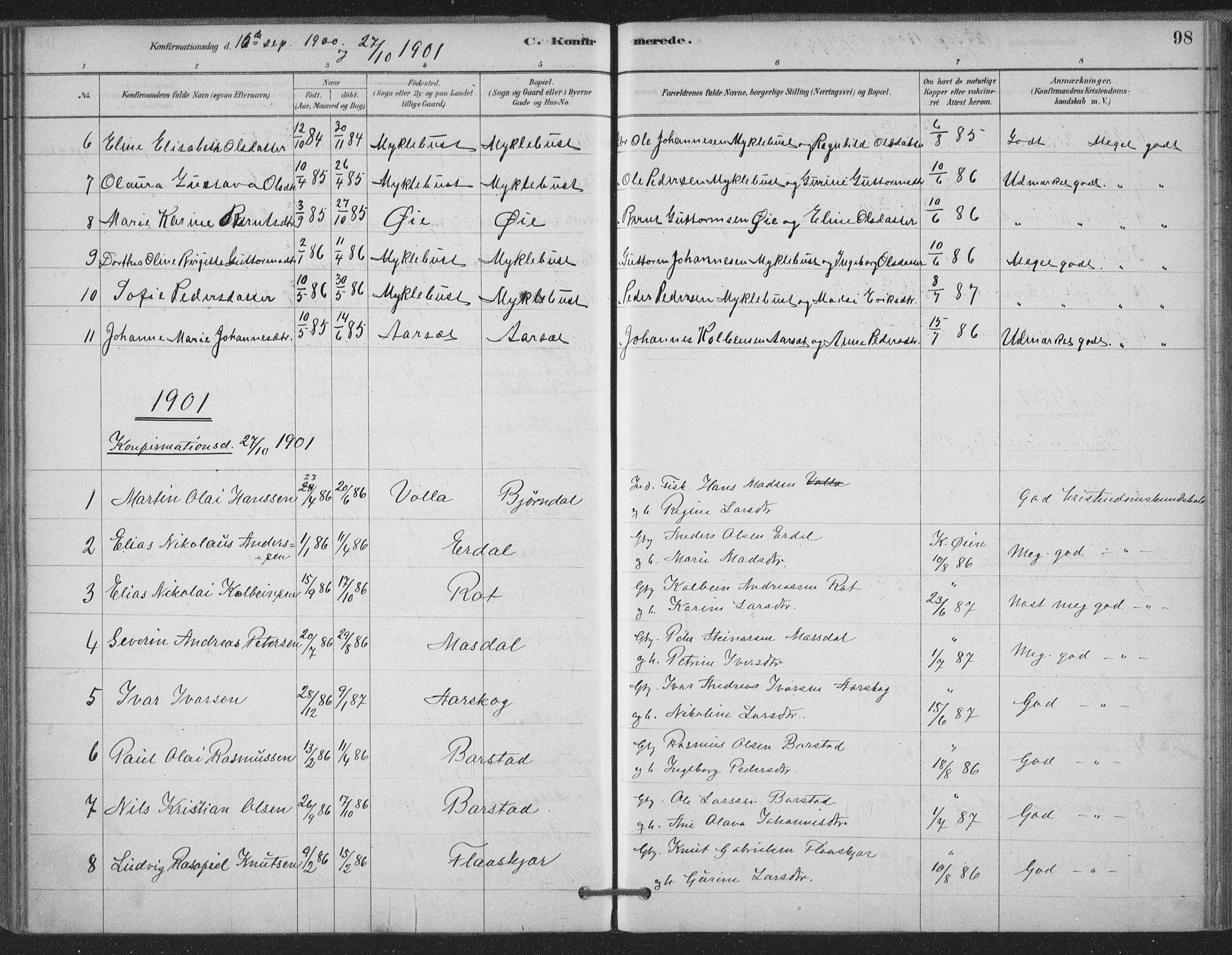 Ministerialprotokoller, klokkerbøker og fødselsregistre - Møre og Romsdal, AV/SAT-A-1454/514/L0199: Parish register (official) no. 514A01, 1878-1912, p. 98