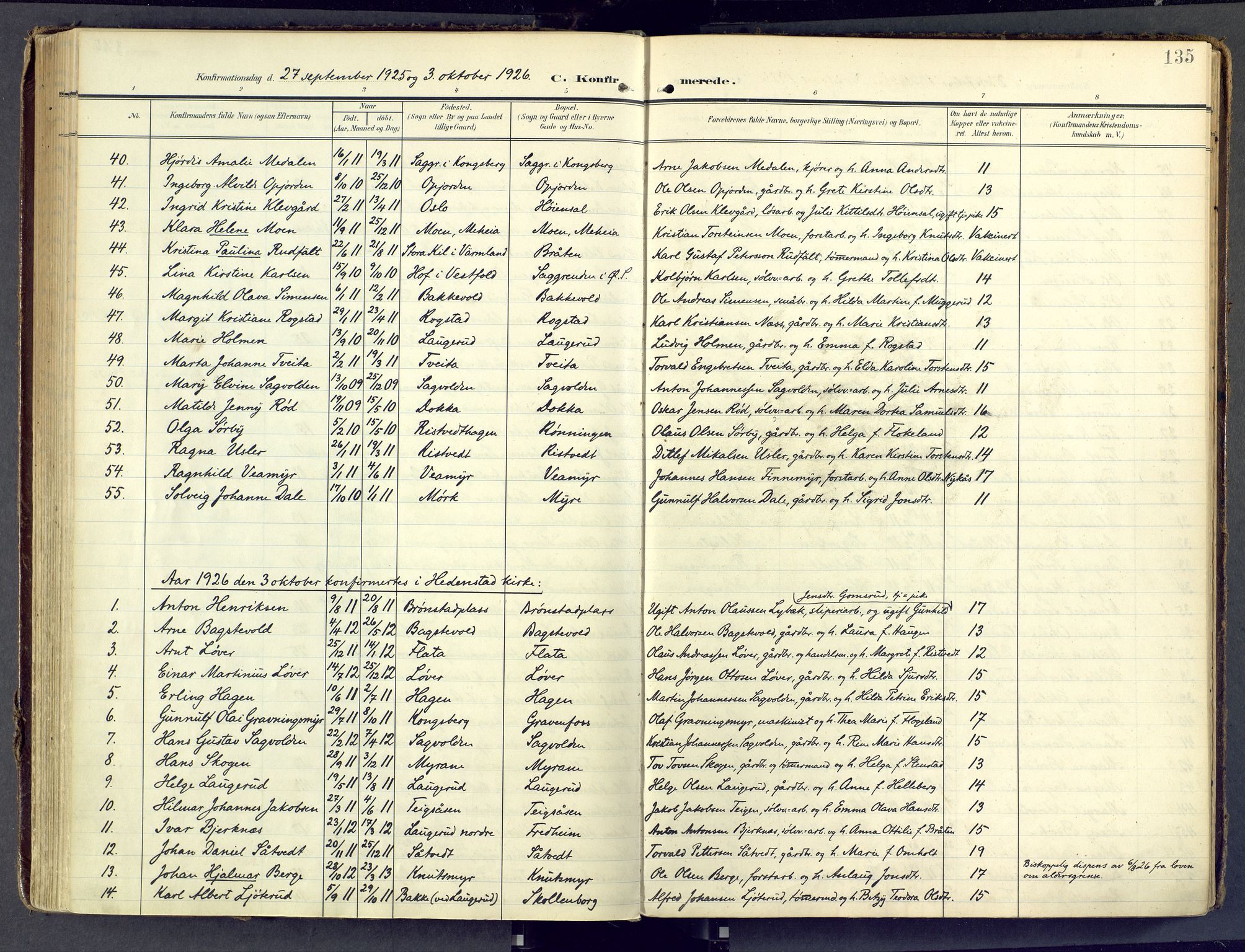 Sandsvær kirkebøker, SAKO/A-244/F/Fd/L0002: Parish register (official) no. IV 2, 1906-1943, p. 135