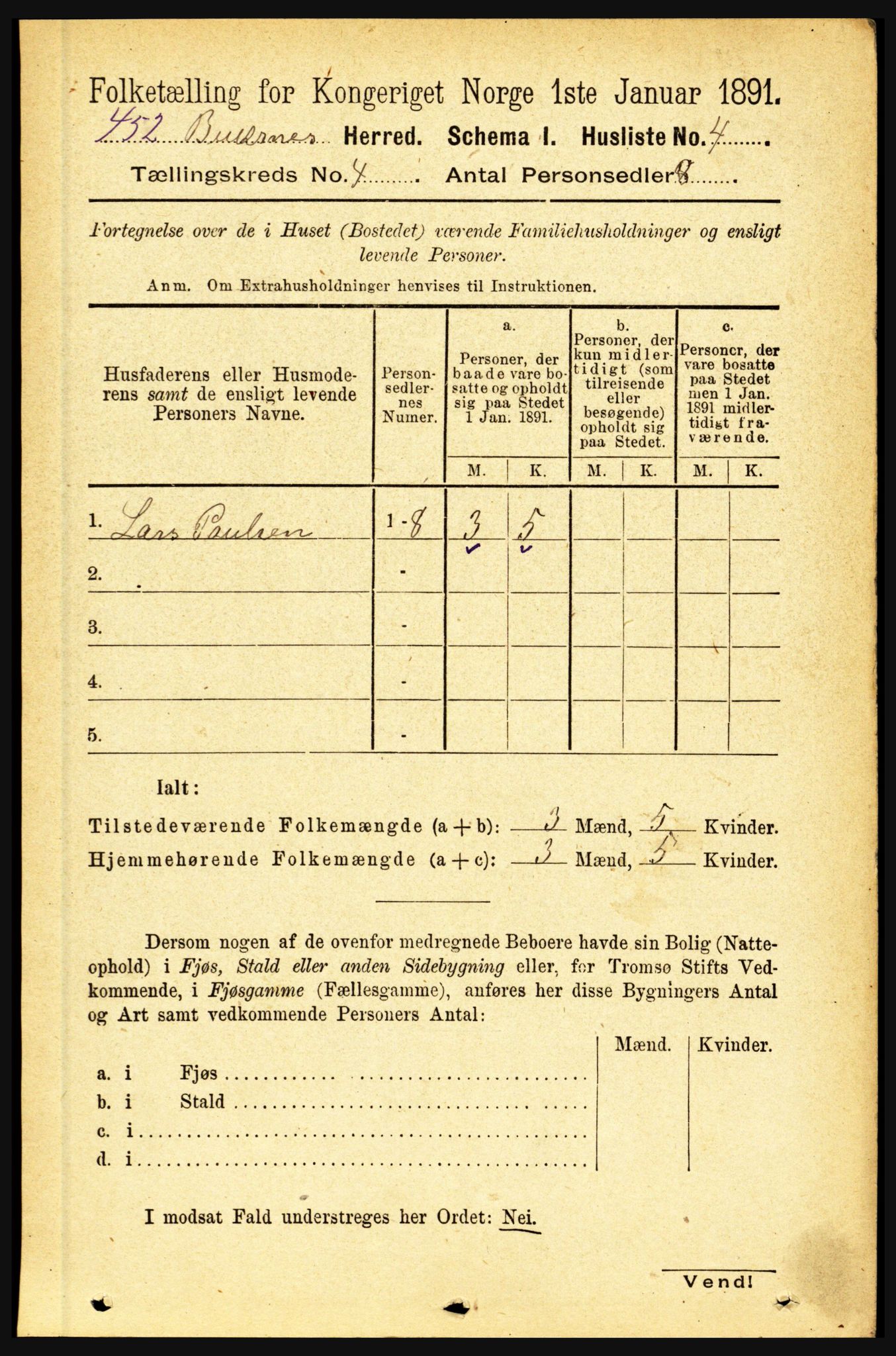 RA, 1891 census for 1860 Buksnes, 1891, p. 2904