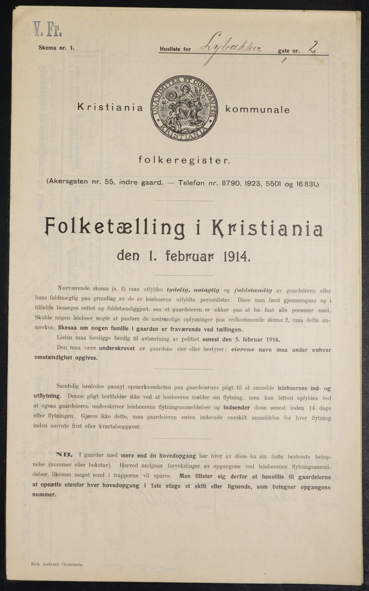 OBA, Municipal Census 1914 for Kristiania, 1914, p. 58364