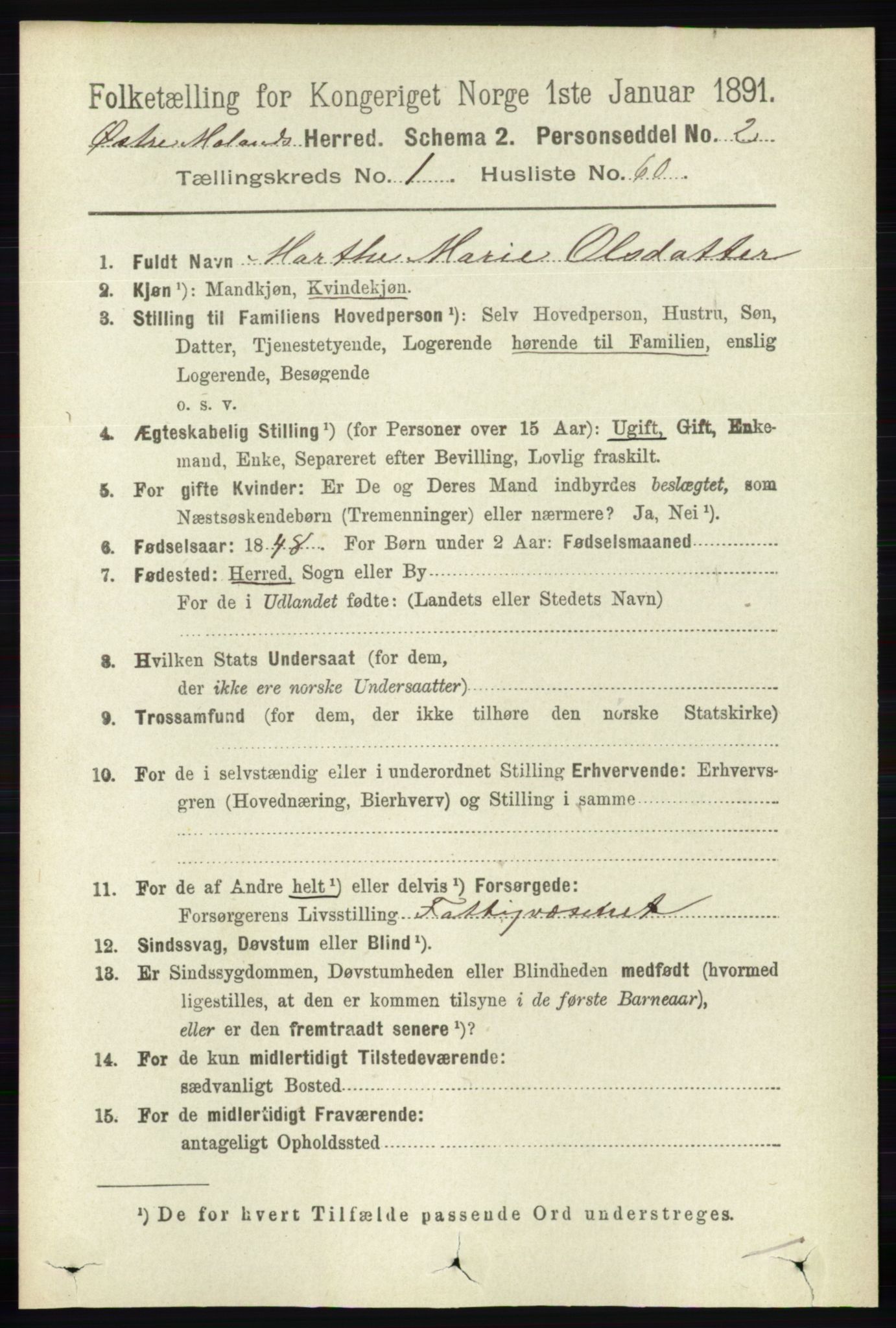 RA, 1891 census for 0918 Austre Moland, 1891, p. 497