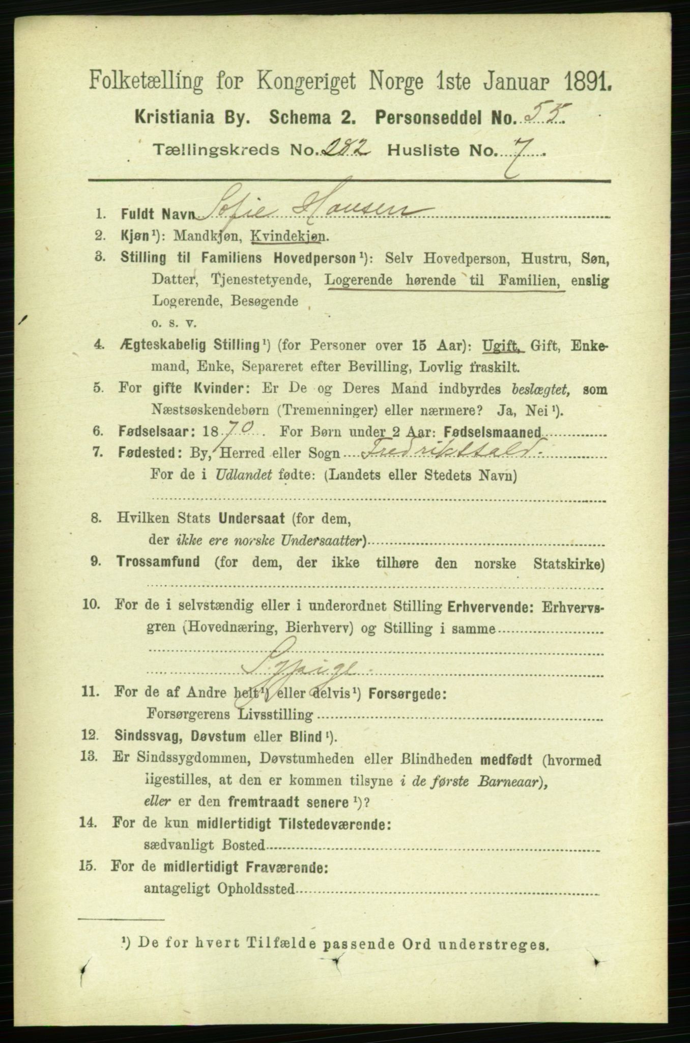 RA, 1891 census for 0301 Kristiania, 1891, p. 171797