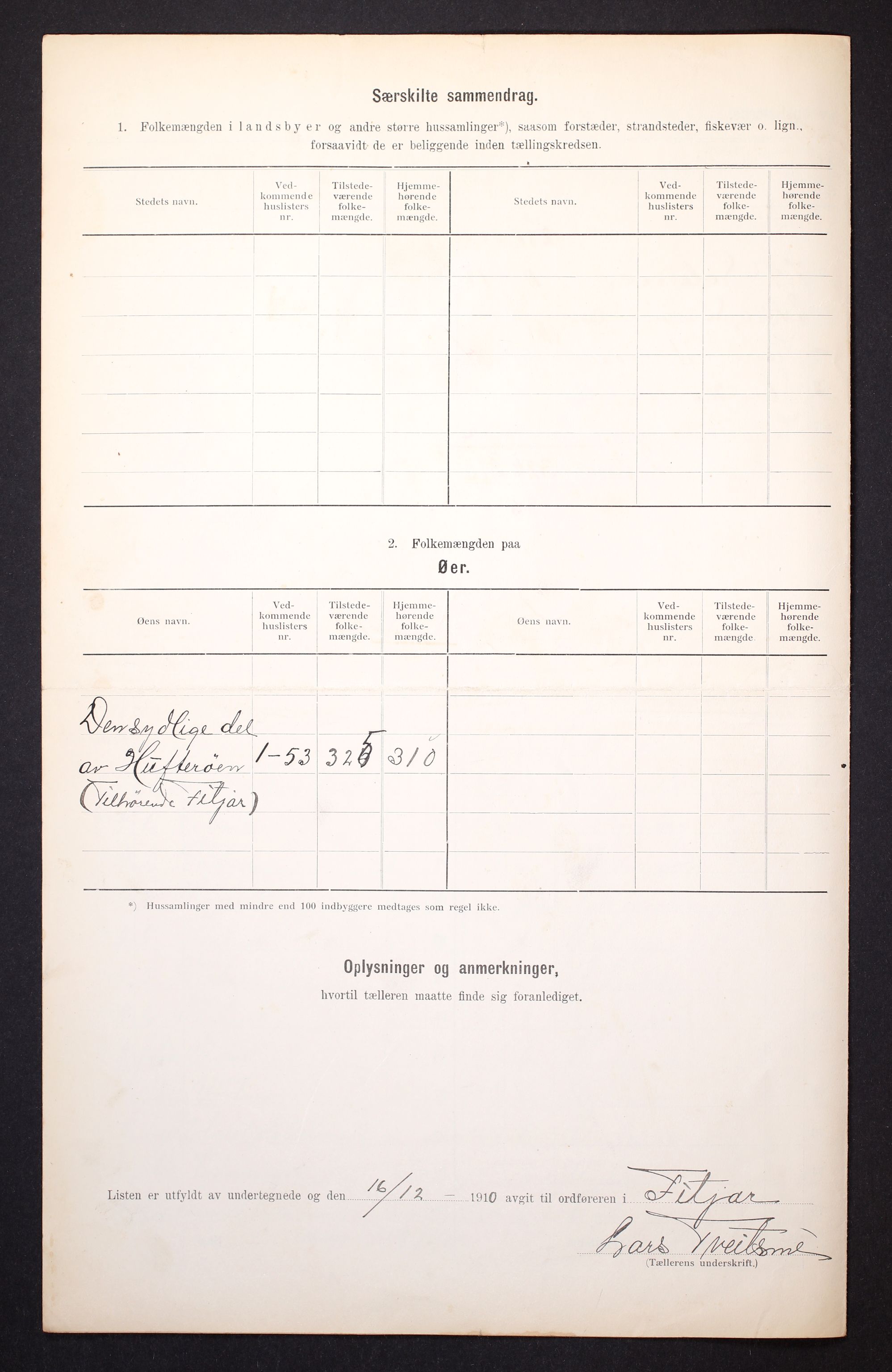 RA, 1910 census for Fitjar, 1910, p. 6