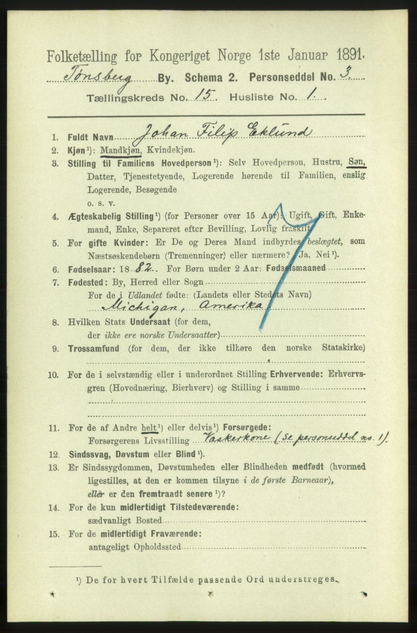 RA, 1891 census for 0705 Tønsberg, 1891, p. 4676