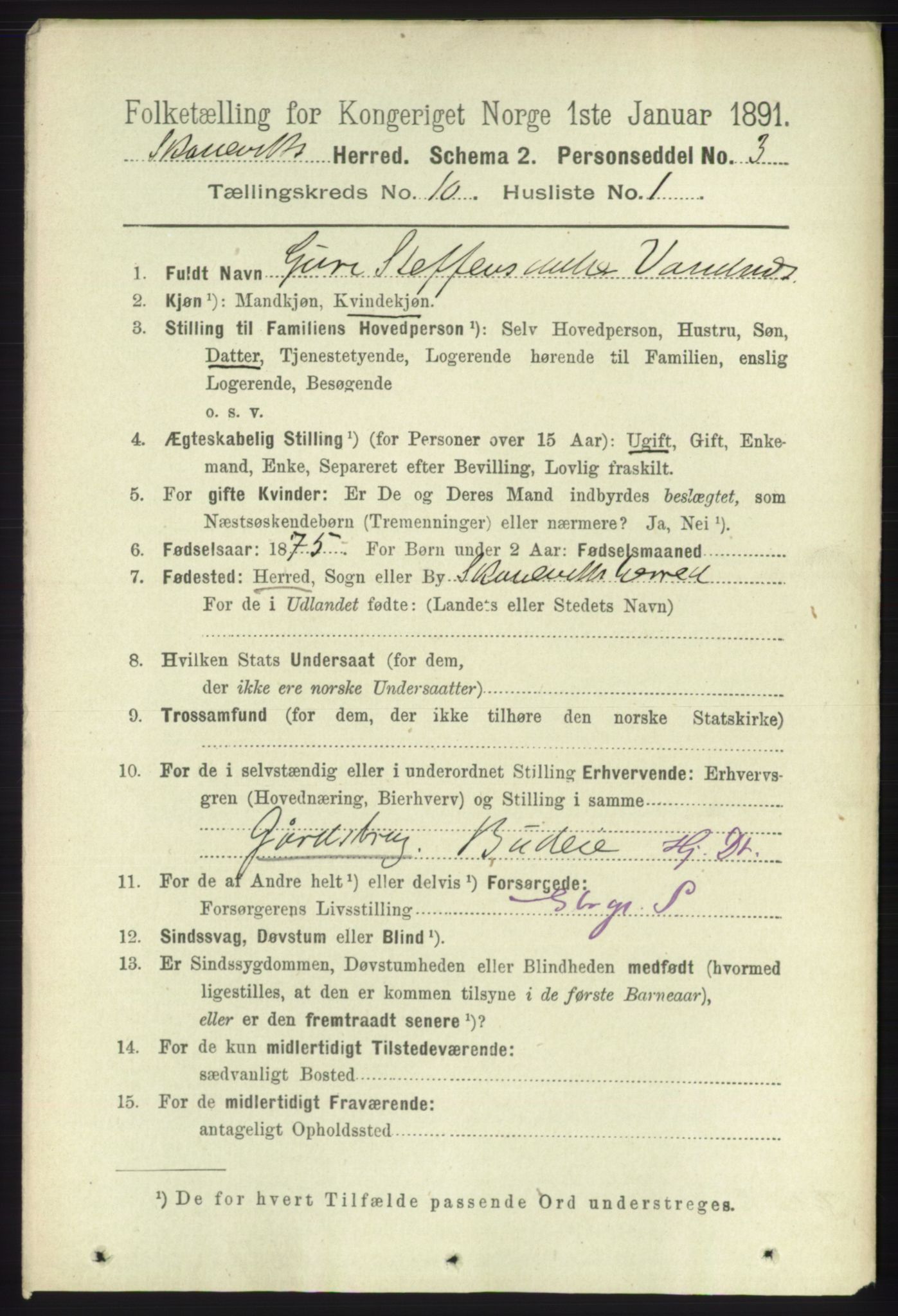 RA, 1891 census for 1212 Skånevik, 1891, p. 2931