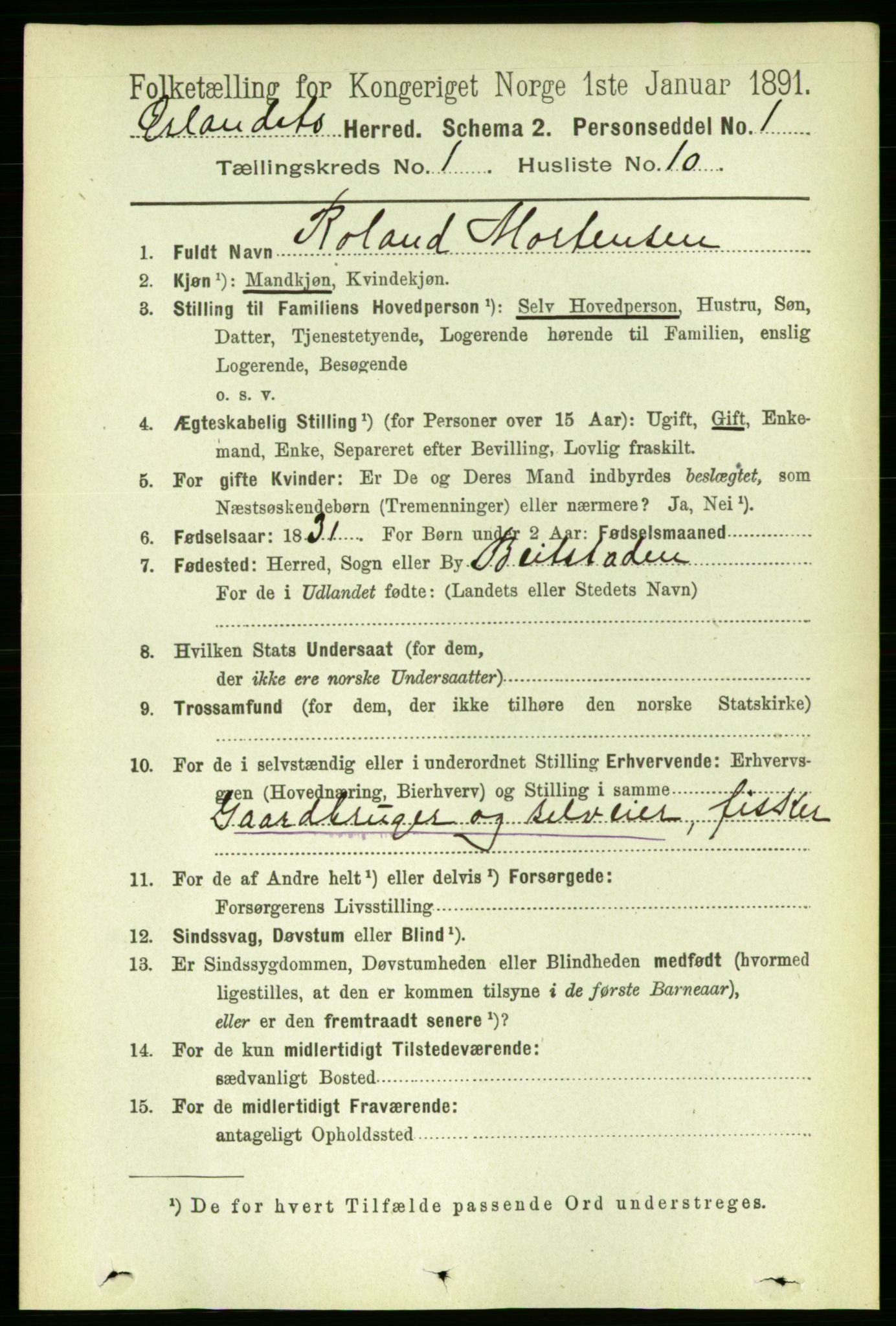 RA, 1891 census for 1621 Ørland, 1891, p. 139