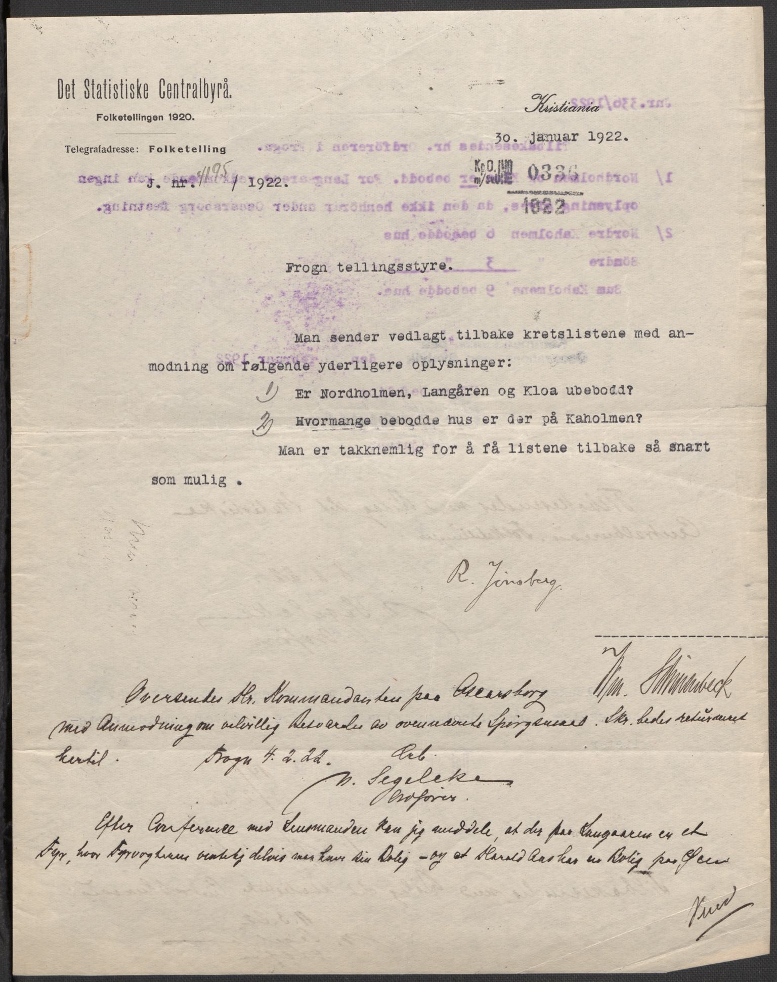 SAO, 1920 census for Frogn, 1920, p. 2