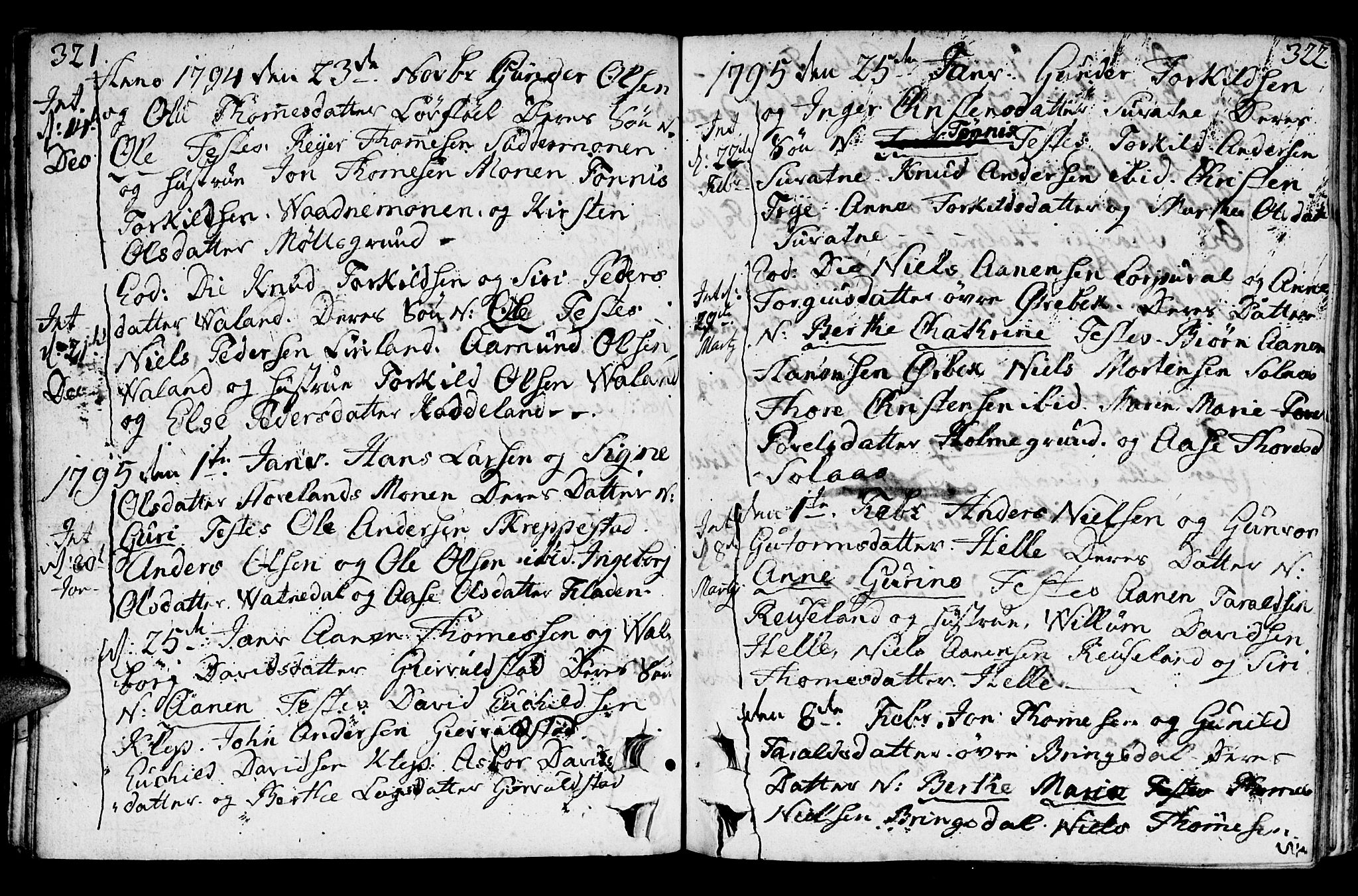 Holum sokneprestkontor, SAK/1111-0022/F/Fa/Faa/L0003: Parish register (official) no. A 3, 1780-1821, p. 321-322