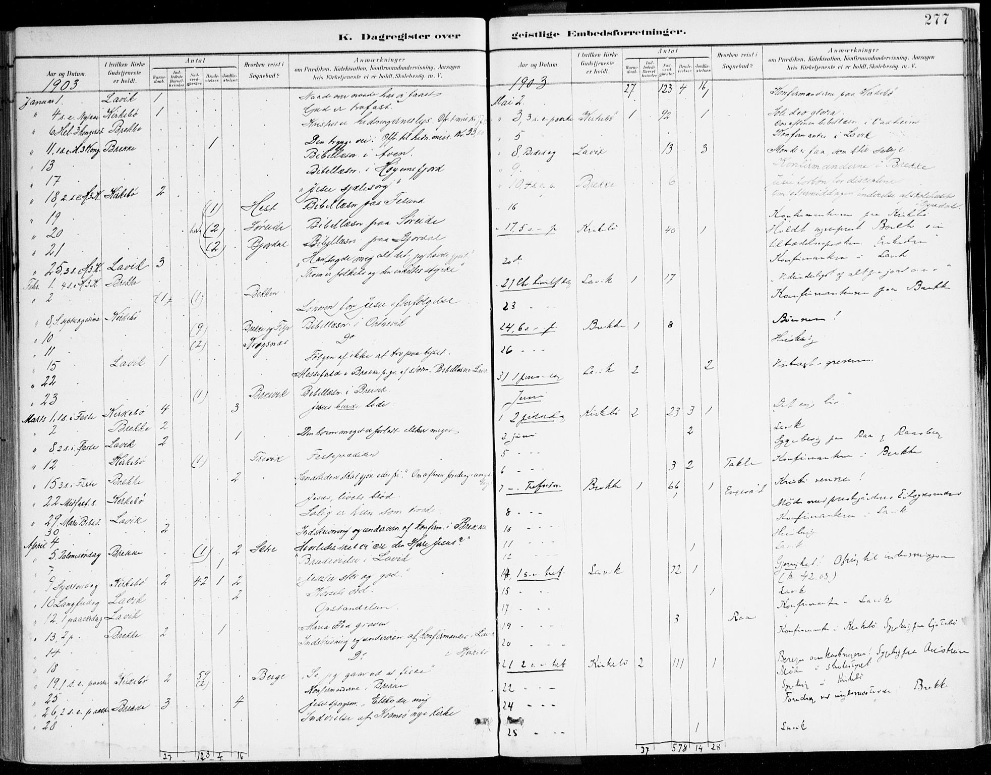 Lavik sokneprestembete, AV/SAB-A-80901: Parish register (official) no. B 1, 1882-1908, p. 277