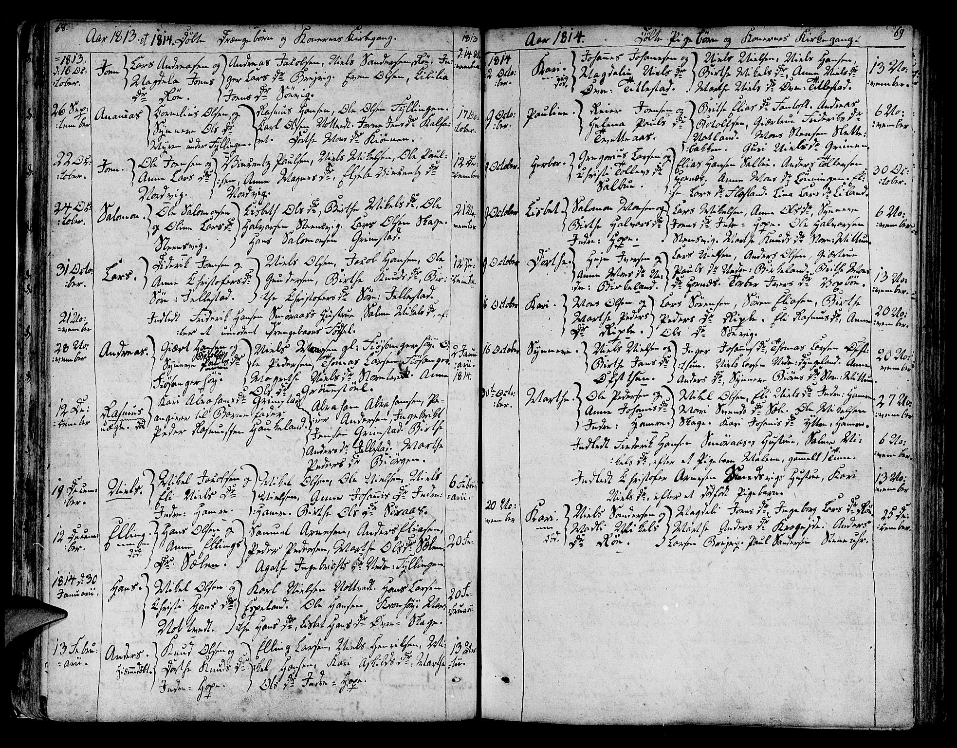 Fana Sokneprestembete, SAB/A-75101/H/Haa/Haaa/L0006: Parish register (official) no. A 6, 1800-1815, p. 68-69