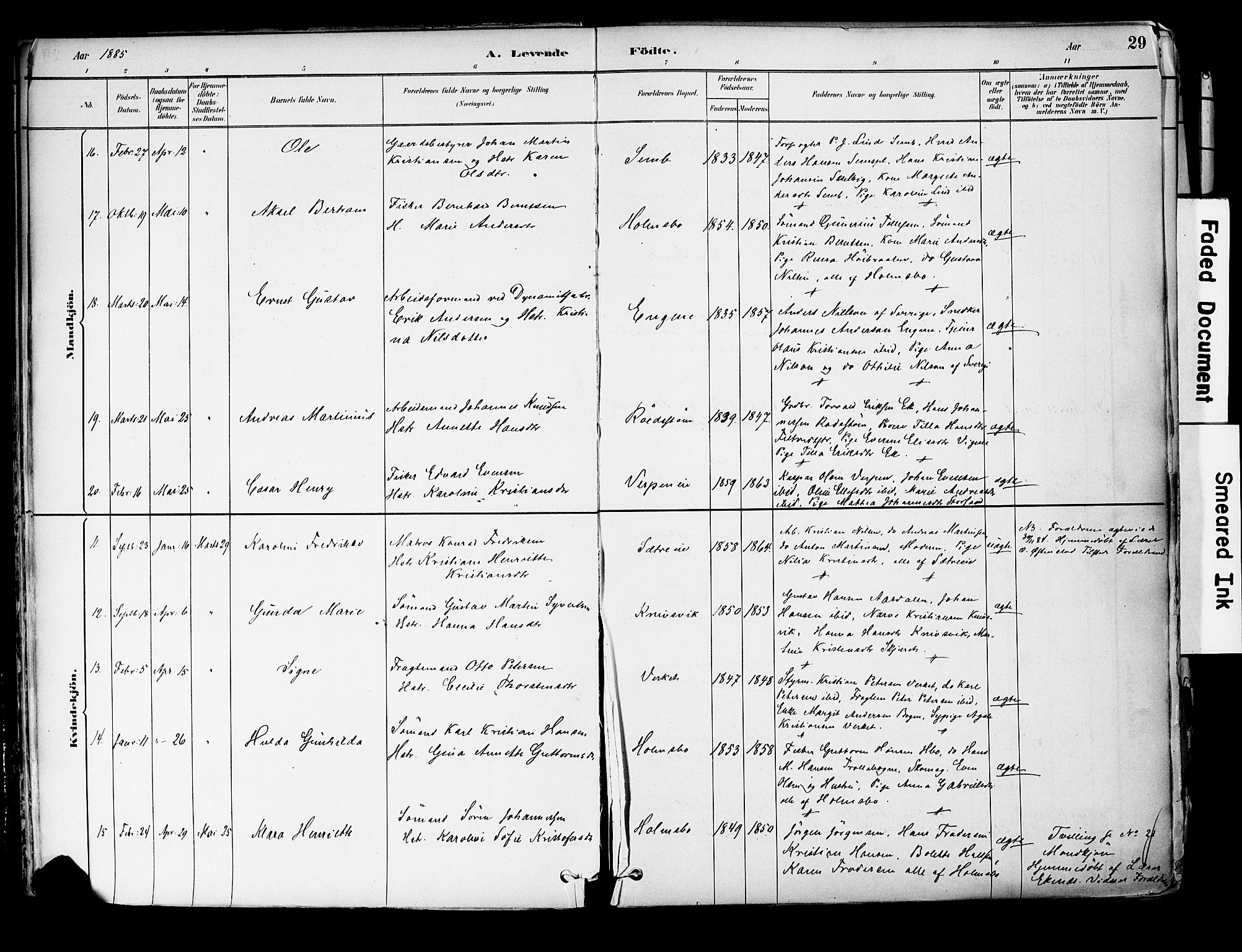 Hurum kirkebøker, AV/SAKO-A-229/F/Fa/L0014: Parish register (official) no. 14, 1882-1895, p. 29