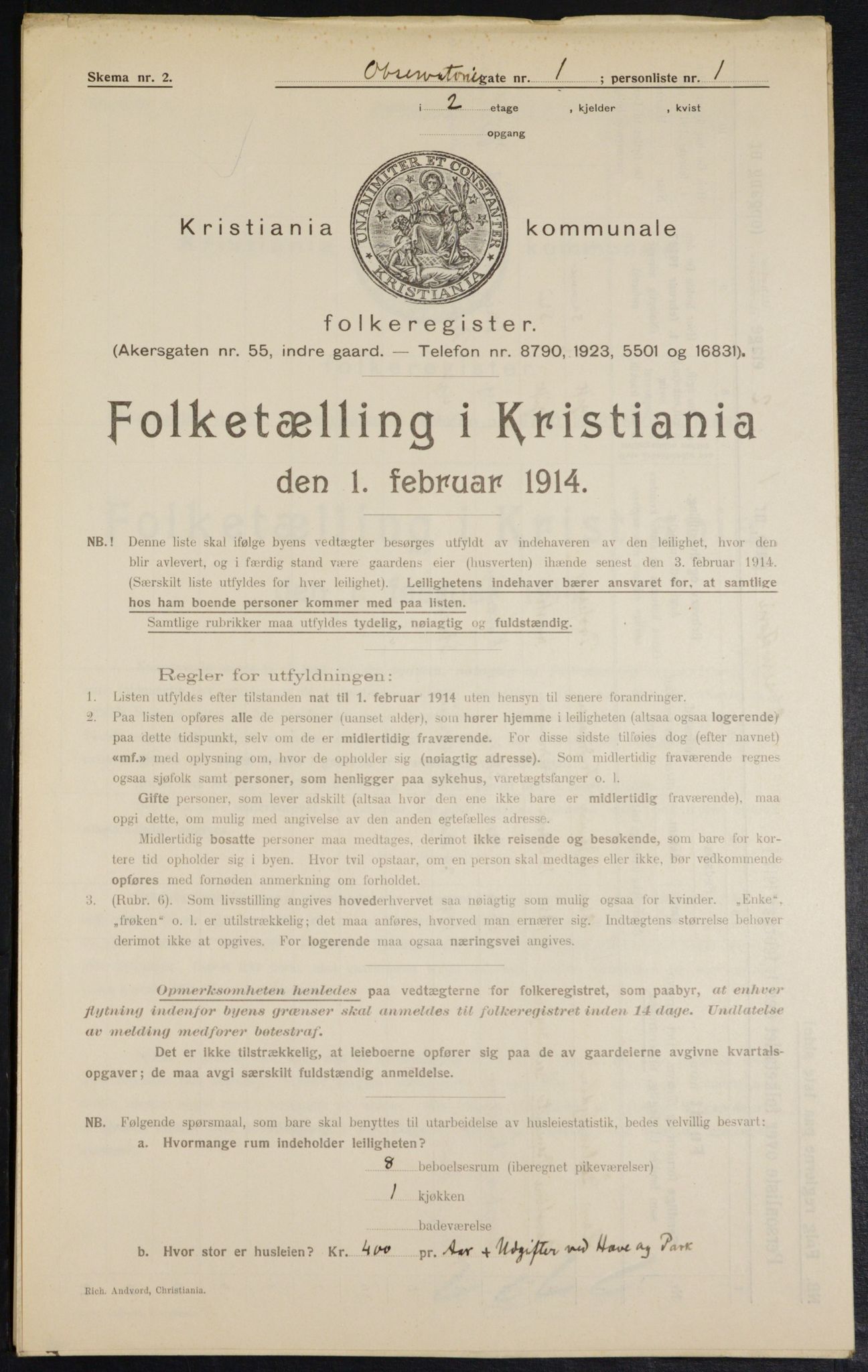 OBA, Municipal Census 1914 for Kristiania, 1914, p. 74146