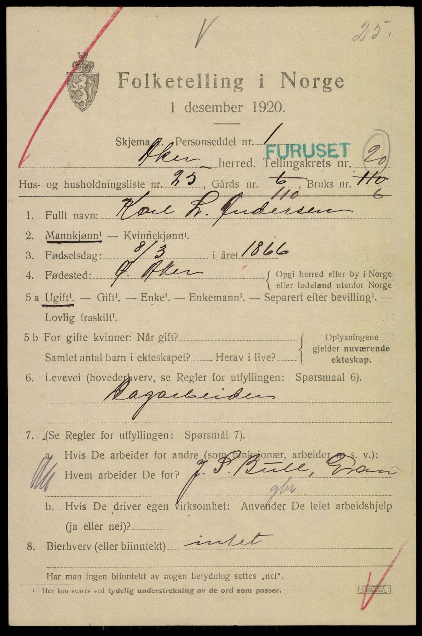 SAO, 1920 census for Aker, 1920, p. 122384