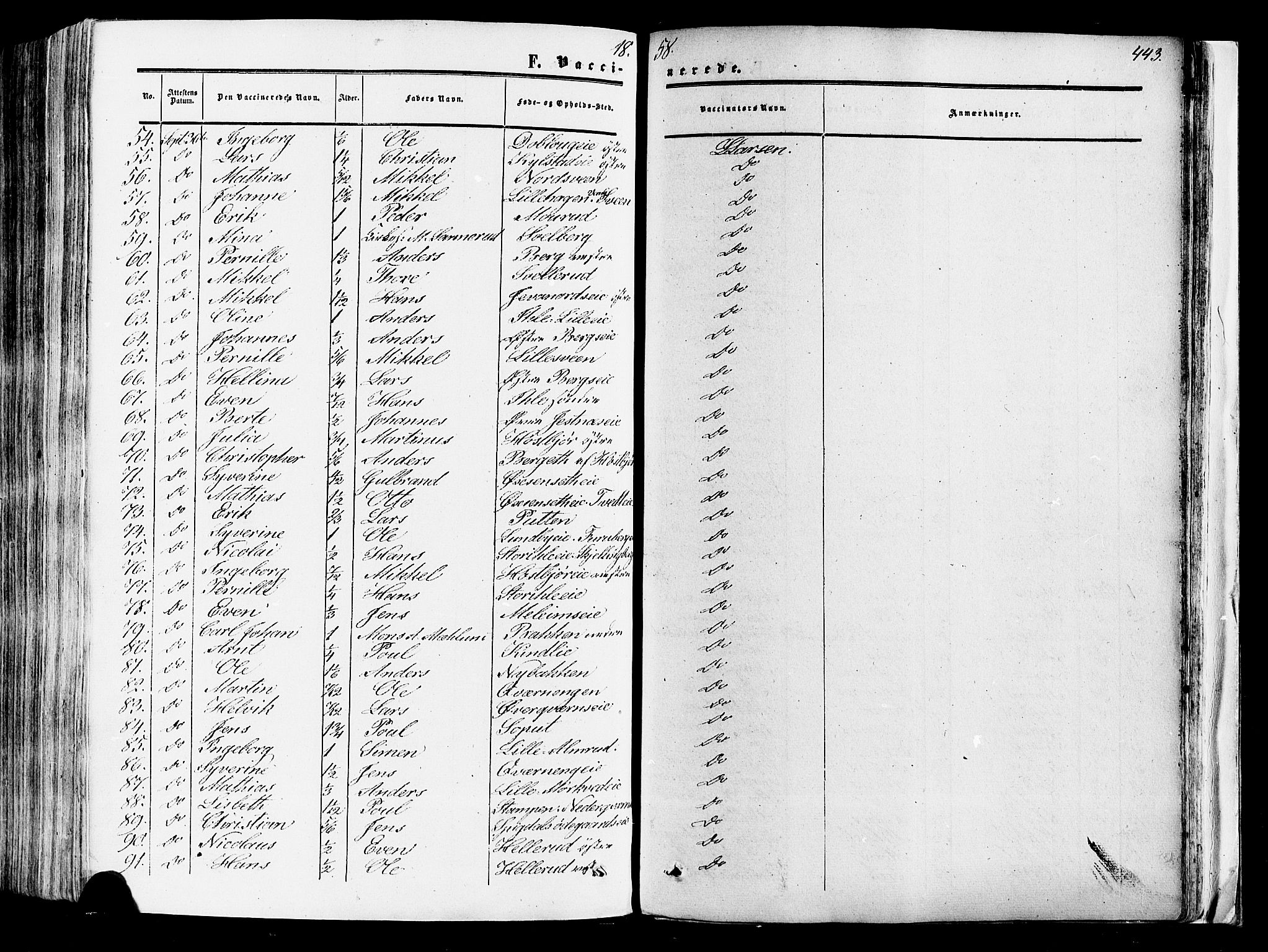 Vang prestekontor, Hedmark, SAH/PREST-008/H/Ha/Haa/L0013: Parish register (official) no. 13, 1855-1879, p. 443