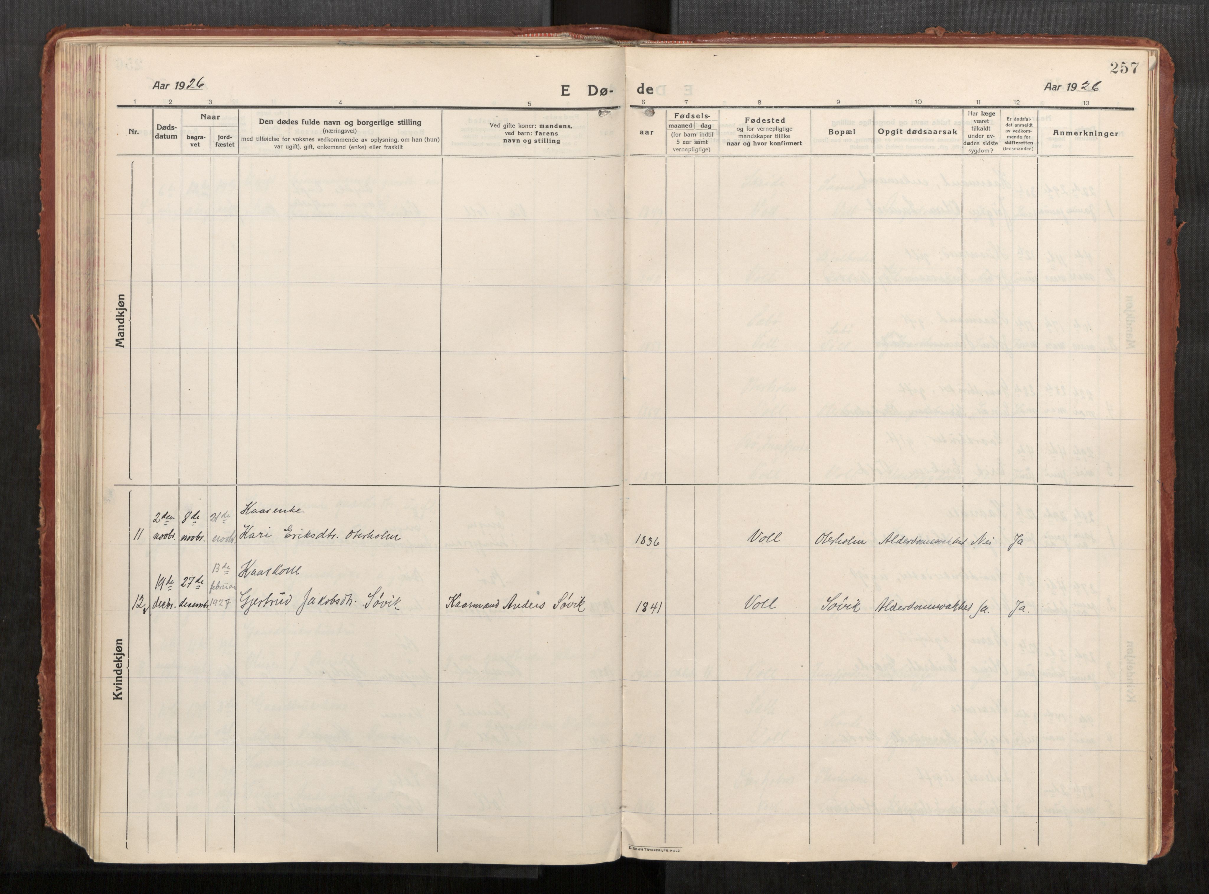 Eid sokneprestkontor, AV/SAT-A-1254: Parish register (official) no. 543A04, 1916-1956, p. 257