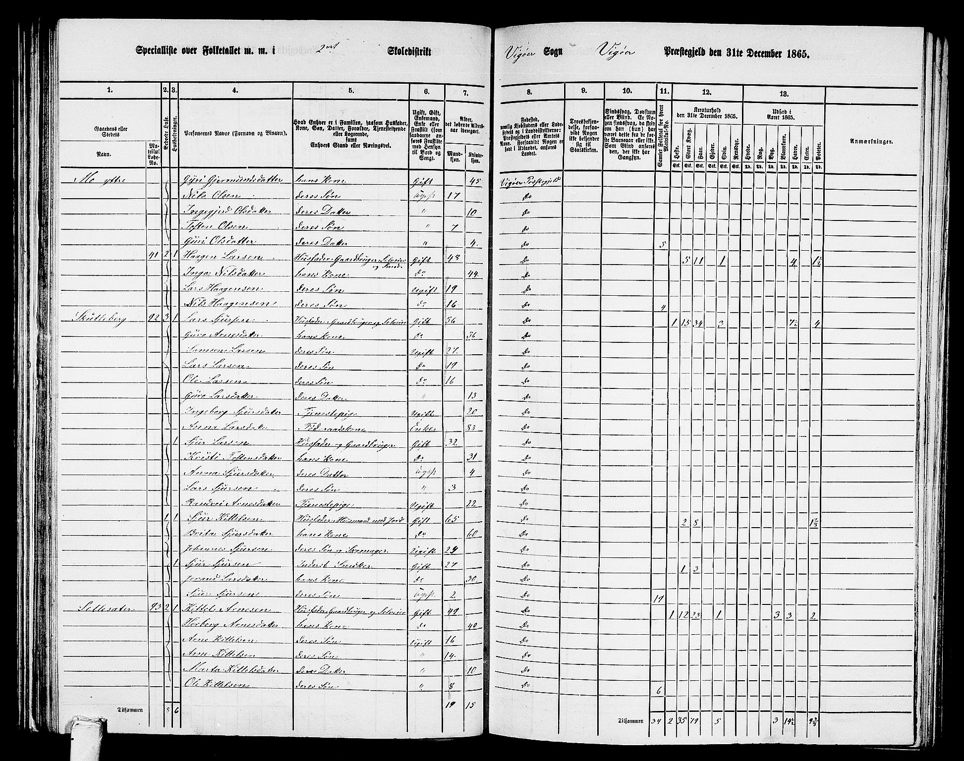 RA, 1865 census for Vikør, 1865, p. 26