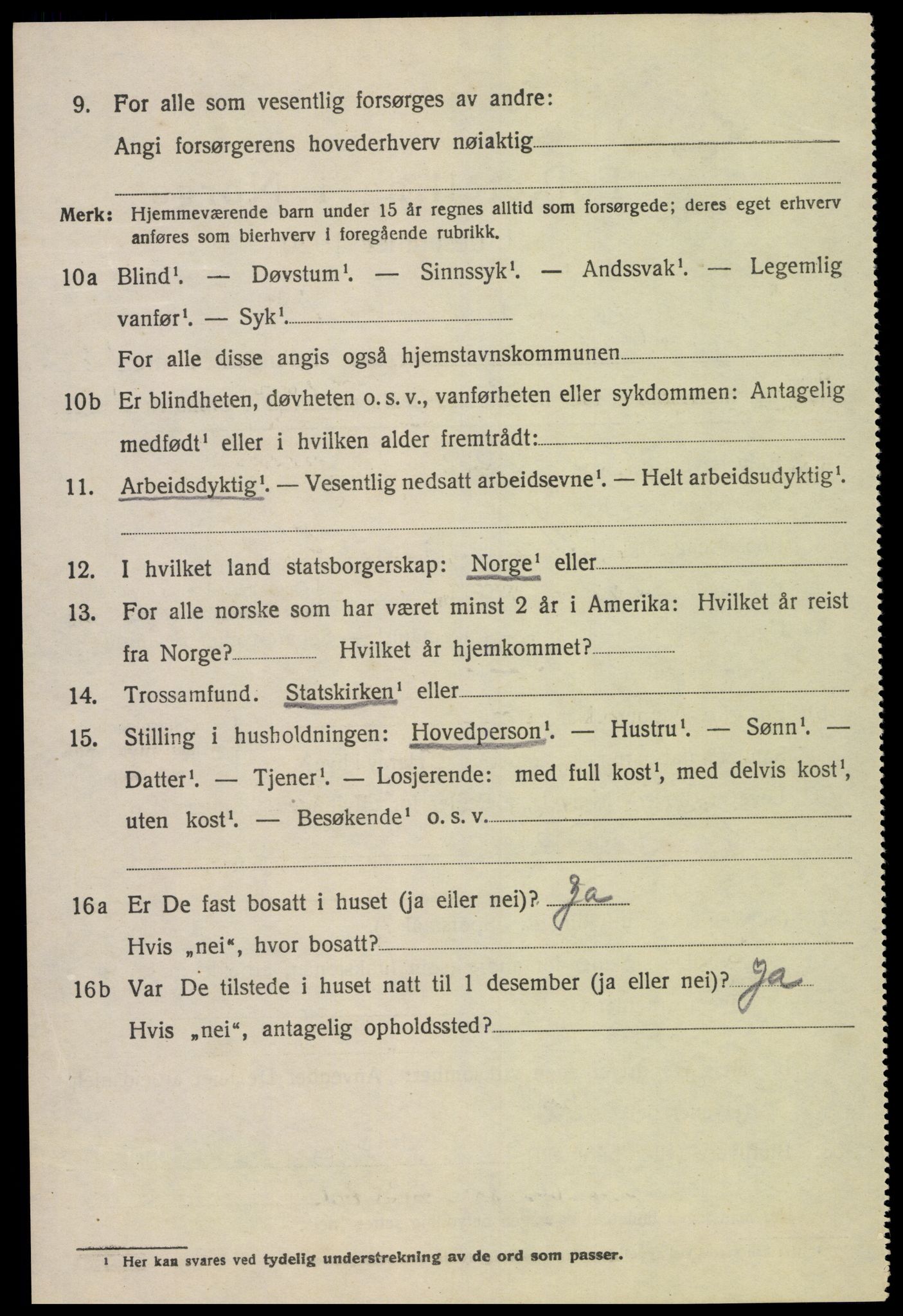 SAK, 1920 census for Lyngdal, 1920, p. 4884