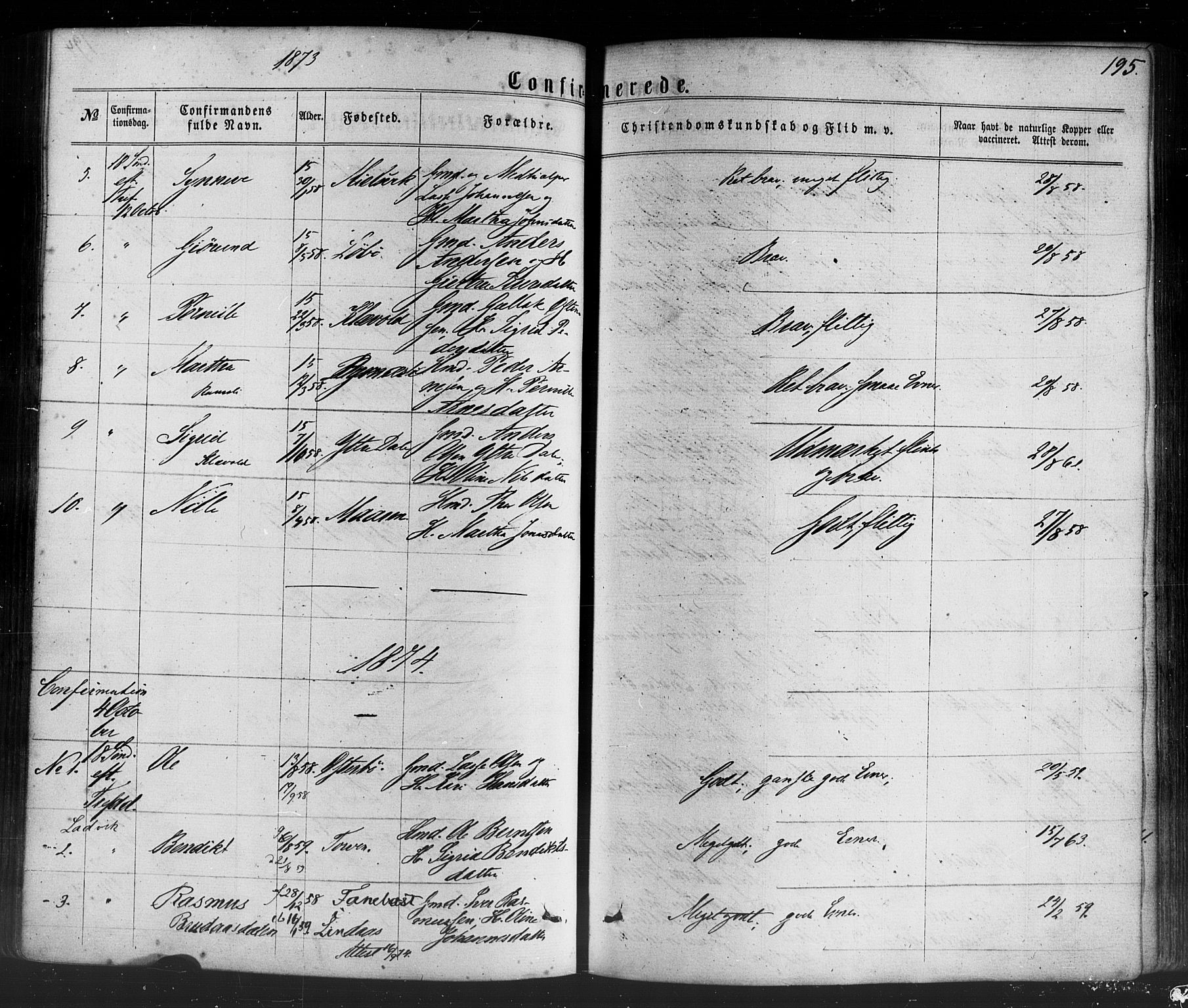 Lavik sokneprestembete, SAB/A-80901: Parish register (official) no. A 4, 1864-1881, p. 195
