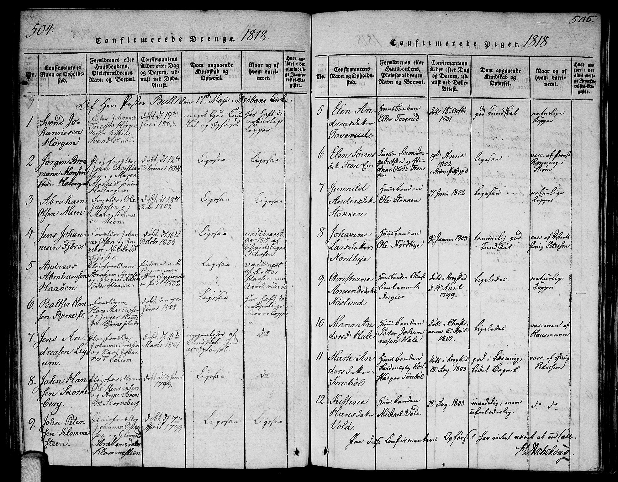 Ås prestekontor Kirkebøker, SAO/A-10894/F/Fa/L0003: Parish register (official) no. I 3, 1814-1818, p. 504-505