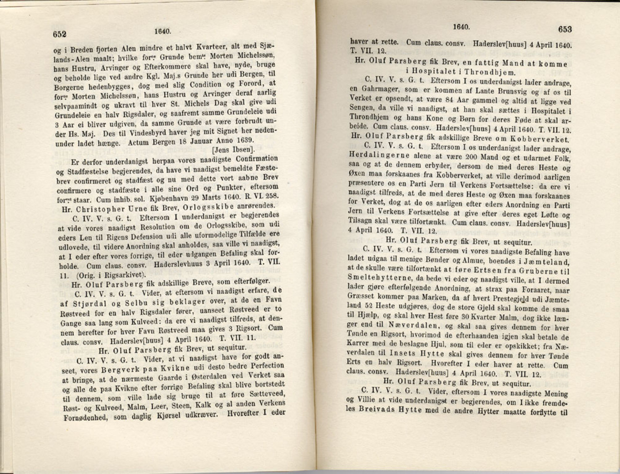Publikasjoner utgitt av Det Norske Historiske Kildeskriftfond, PUBL/-/-/-: Norske Rigs-Registranter, bind 7, 1635-1640, p. 652-653