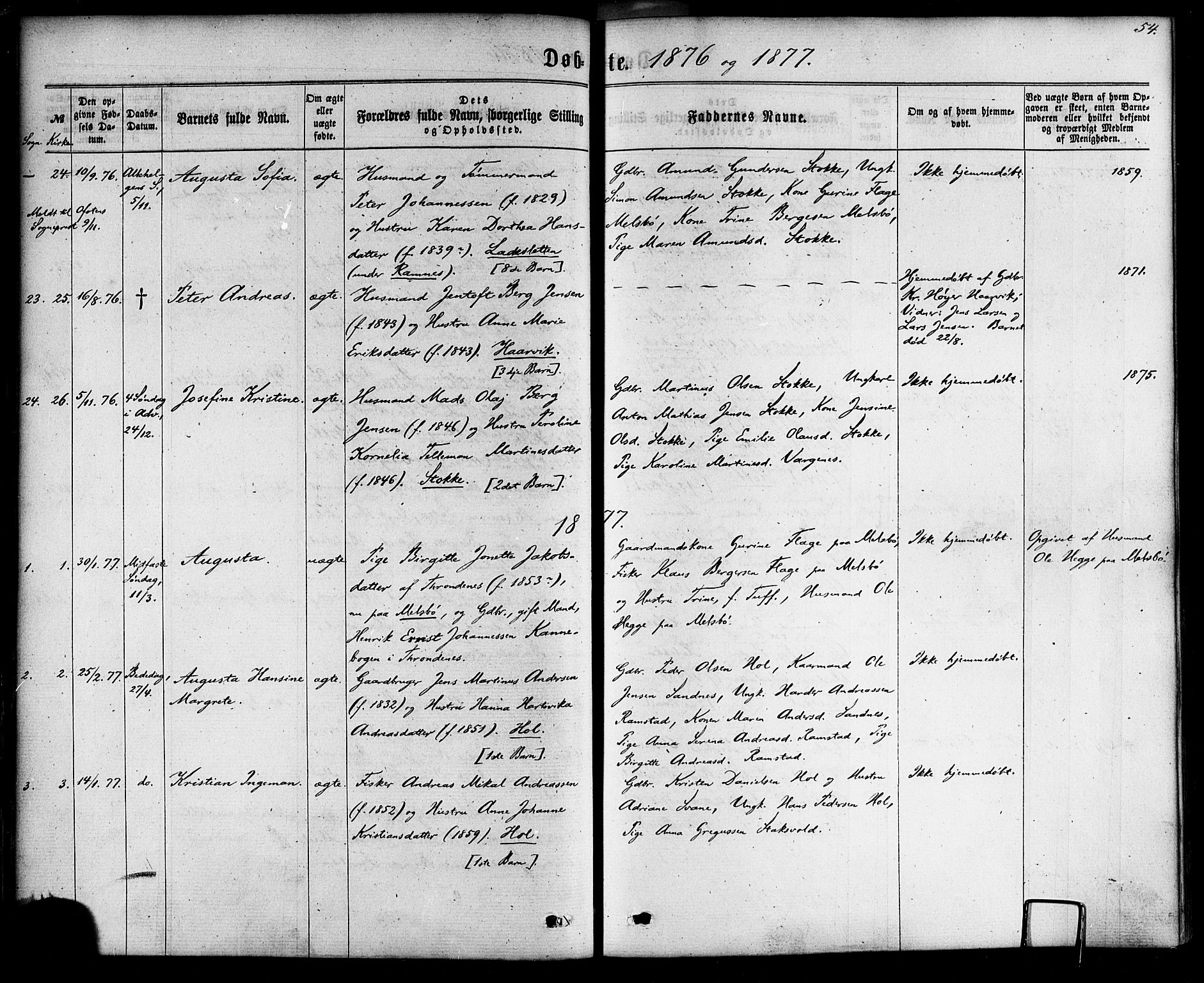 Ministerialprotokoller, klokkerbøker og fødselsregistre - Nordland, AV/SAT-A-1459/865/L0923: Parish register (official) no. 865A01, 1864-1884, p. 54