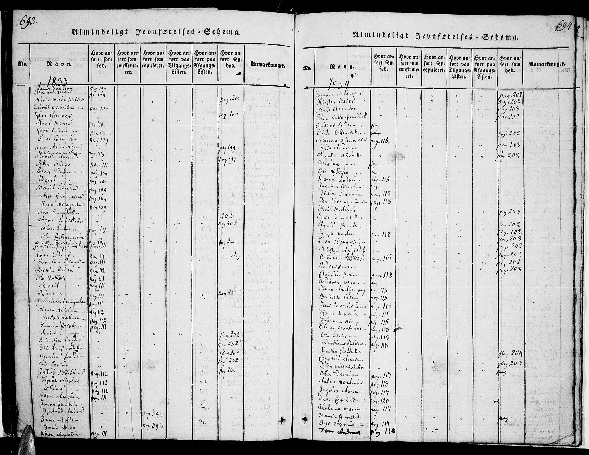 Ministerialprotokoller, klokkerbøker og fødselsregistre - Nordland, AV/SAT-A-1459/863/L0894: Parish register (official) no. 863A06, 1821-1851, p. 693-694