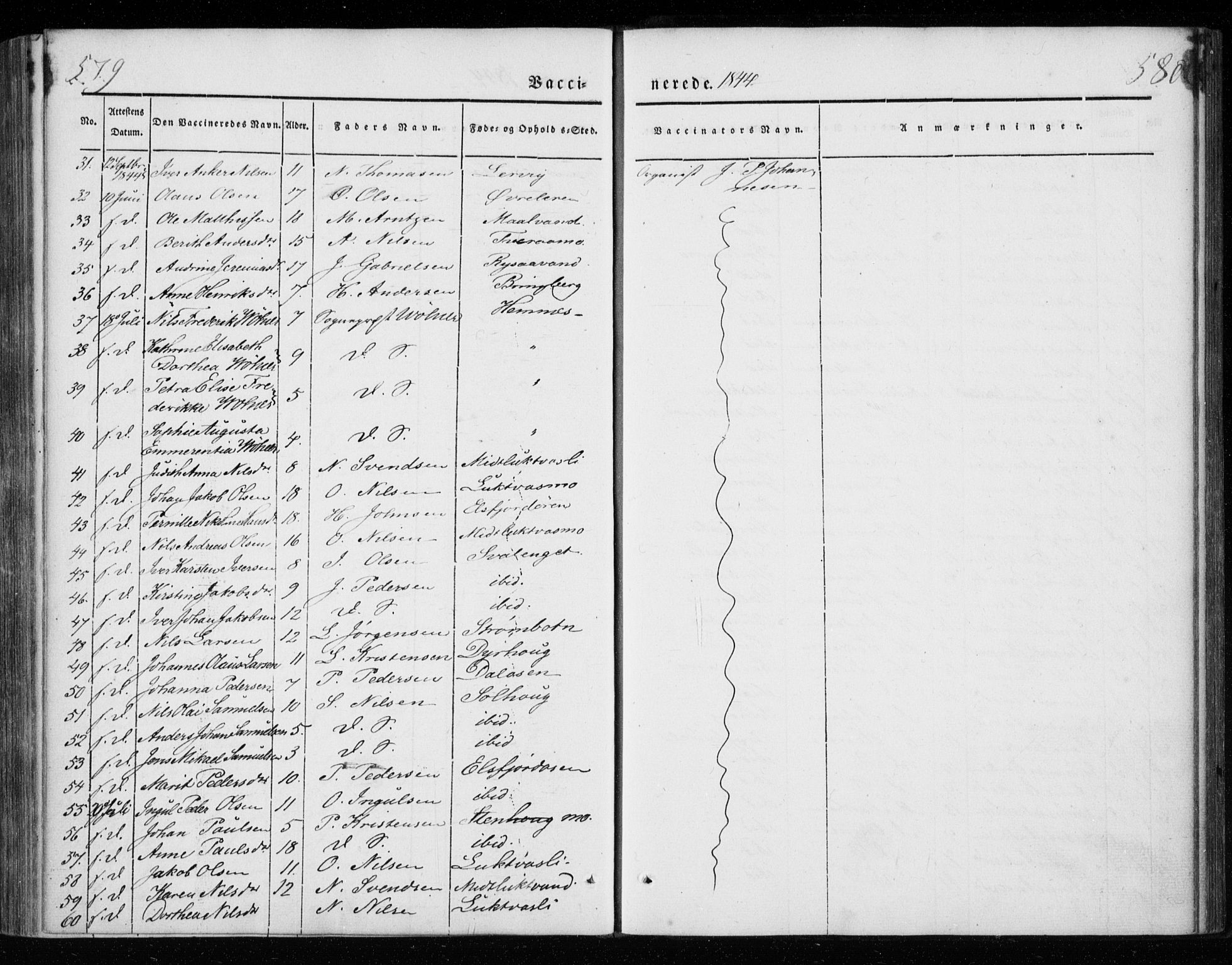 Ministerialprotokoller, klokkerbøker og fødselsregistre - Nordland, AV/SAT-A-1459/825/L0355: Parish register (official) no. 825A09, 1842-1863, p. 579-580