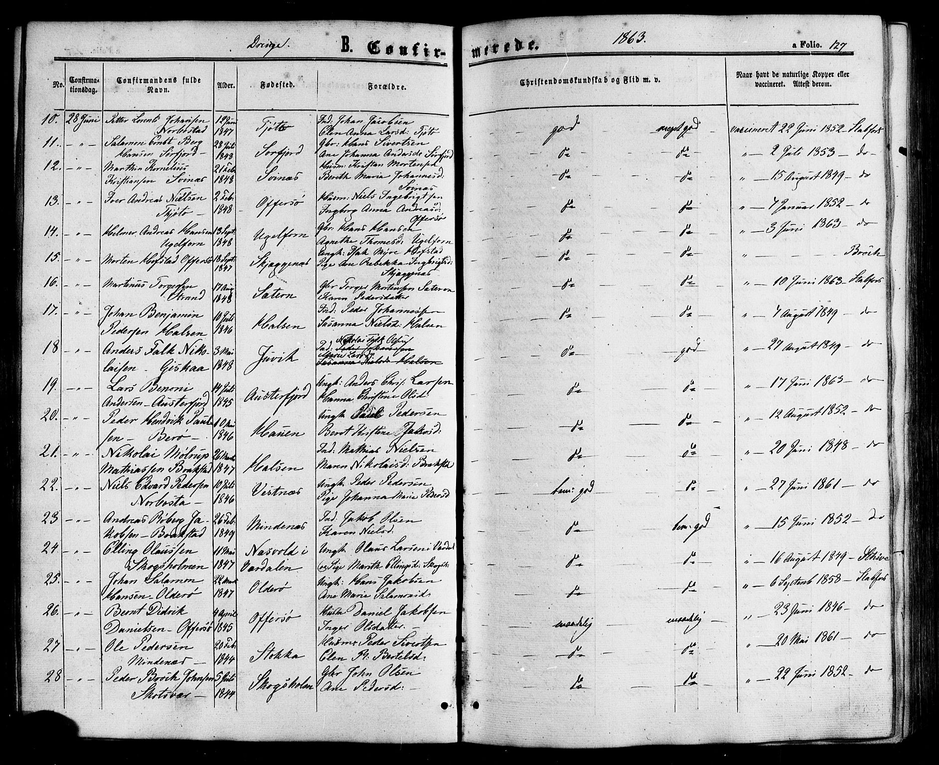 Ministerialprotokoller, klokkerbøker og fødselsregistre - Nordland, SAT/A-1459/817/L0262: Parish register (official) no. 817A03/ 1, 1862-1877, p. 127