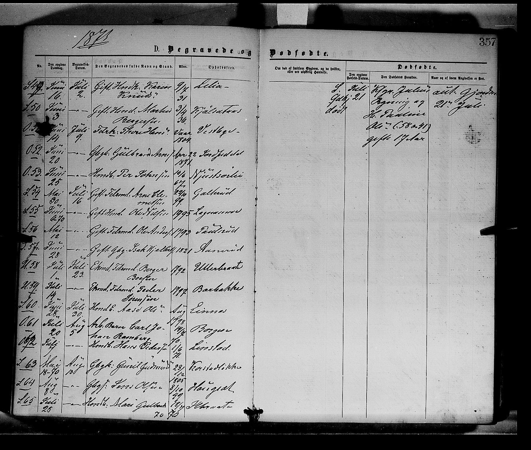 Sør-Odal prestekontor, AV/SAH-PREST-030/H/Ha/Haa/L0004: Parish register (official) no. 4, 1870-1875, p. 357