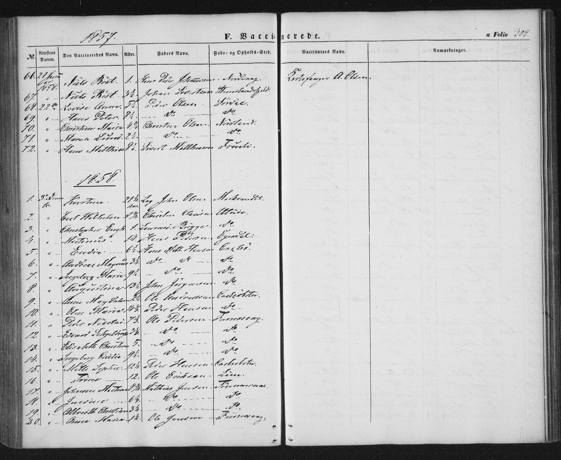 Ministerialprotokoller, klokkerbøker og fødselsregistre - Nordland, AV/SAT-A-1459/859/L0844: Parish register (official) no. 859A04, 1849-1862, p. 304